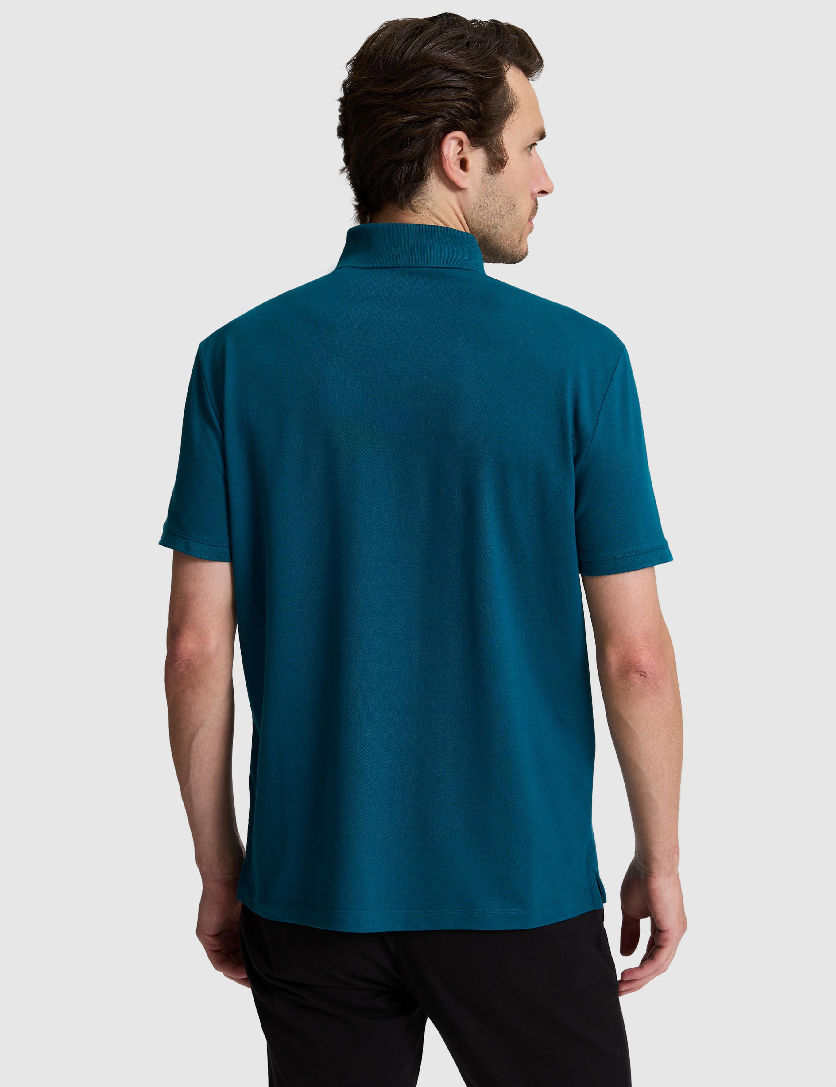 Petrol Mavi Slim Fit Pamuk Karışımlı Düğmeli Polo Yaka Basic T-shirt - 50328375026