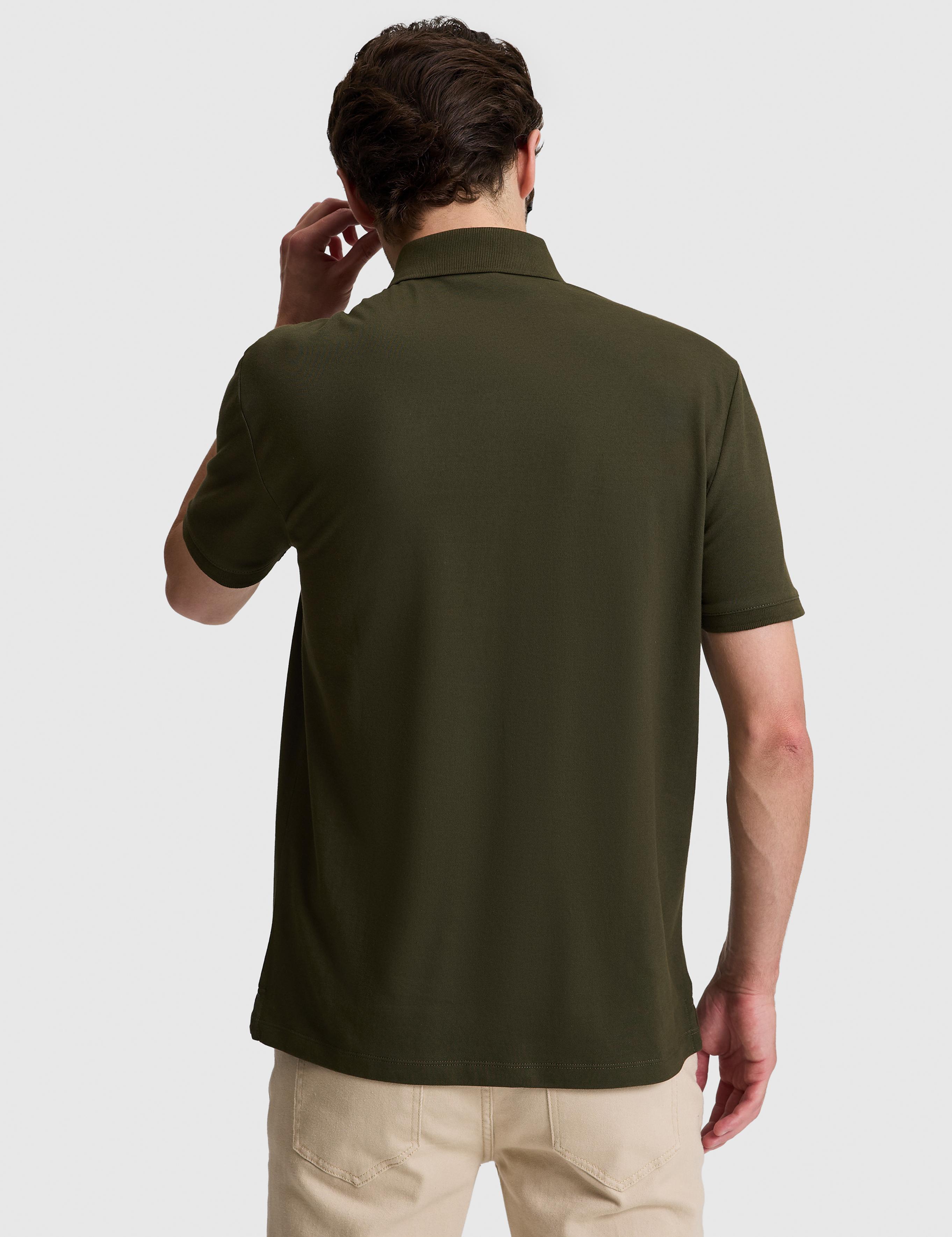 Haki Slim Fit Pamuk Karışımlı Düğmeli Polo Yaka Basic T-shirt - 50328375042