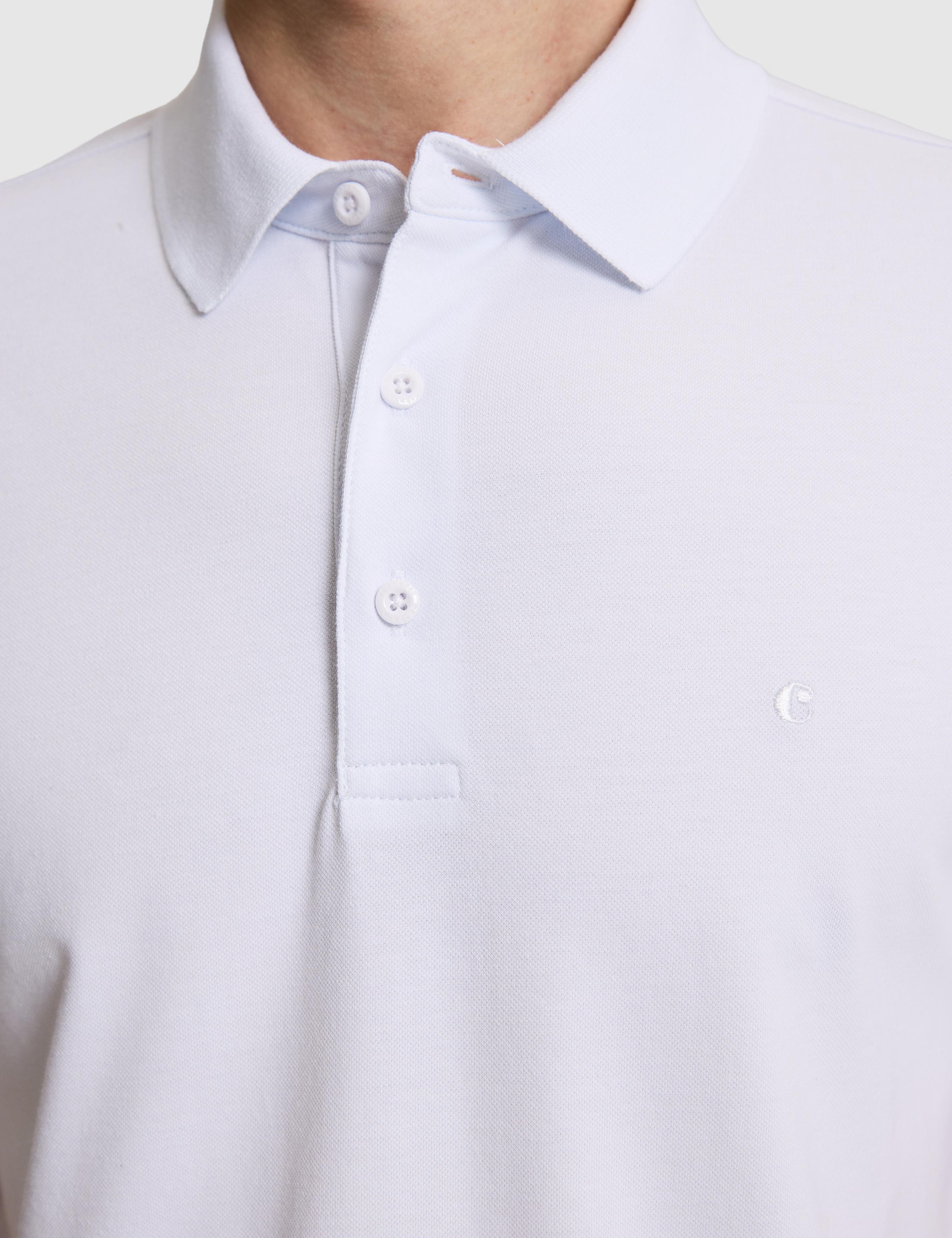 Beyaz Slim Fit Pamuk Karışımlı Düğmeli Polo Yaka Basic T-shirt - 50328375019