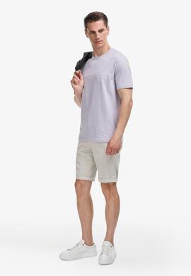 Beyaz Regular Fit Beli Lastikli Bağcıklı Pamuk Karışımlı Bermuda Şort