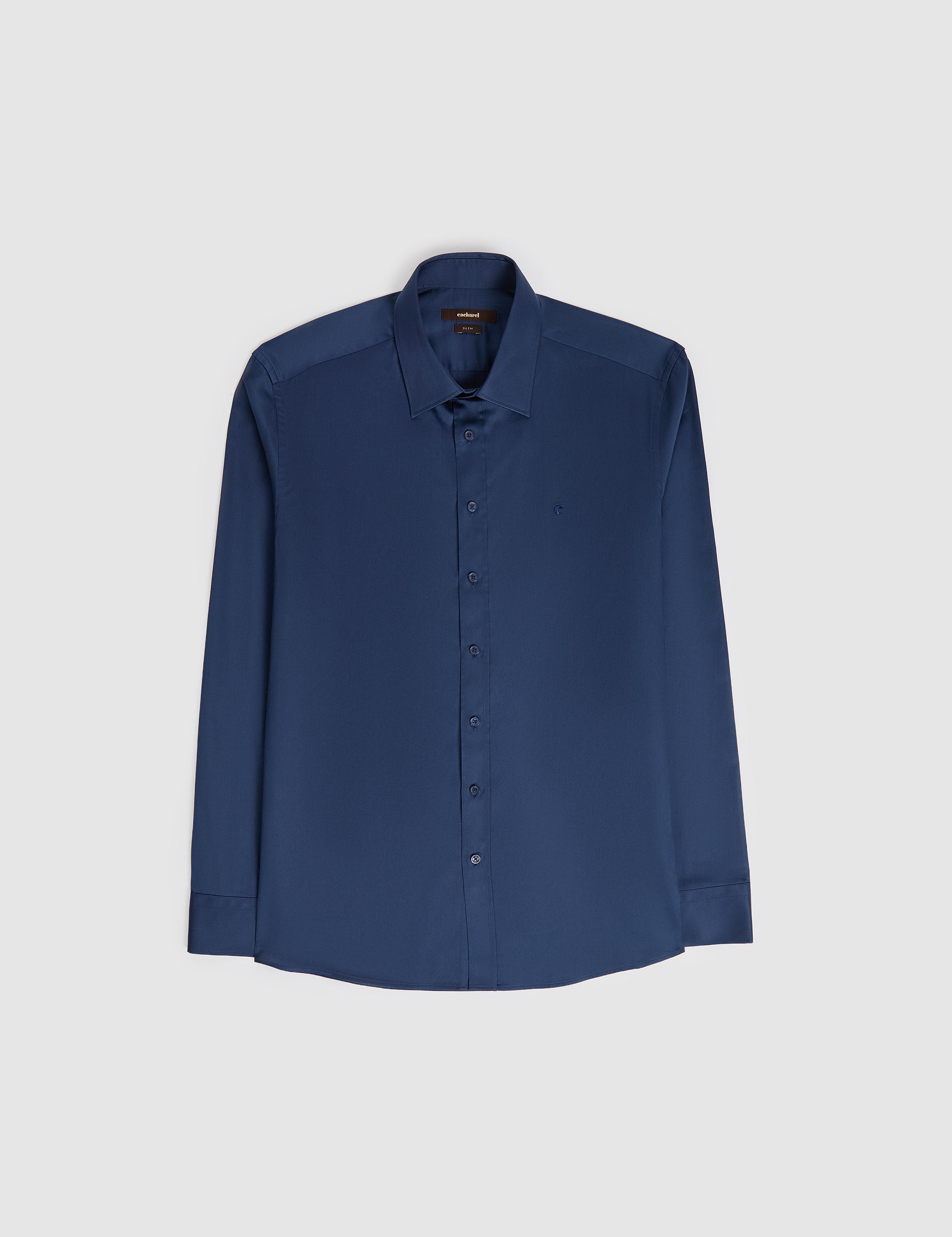 Lacivert Slim Fit Uzun Kollu Basic Gömlek - 50268503065