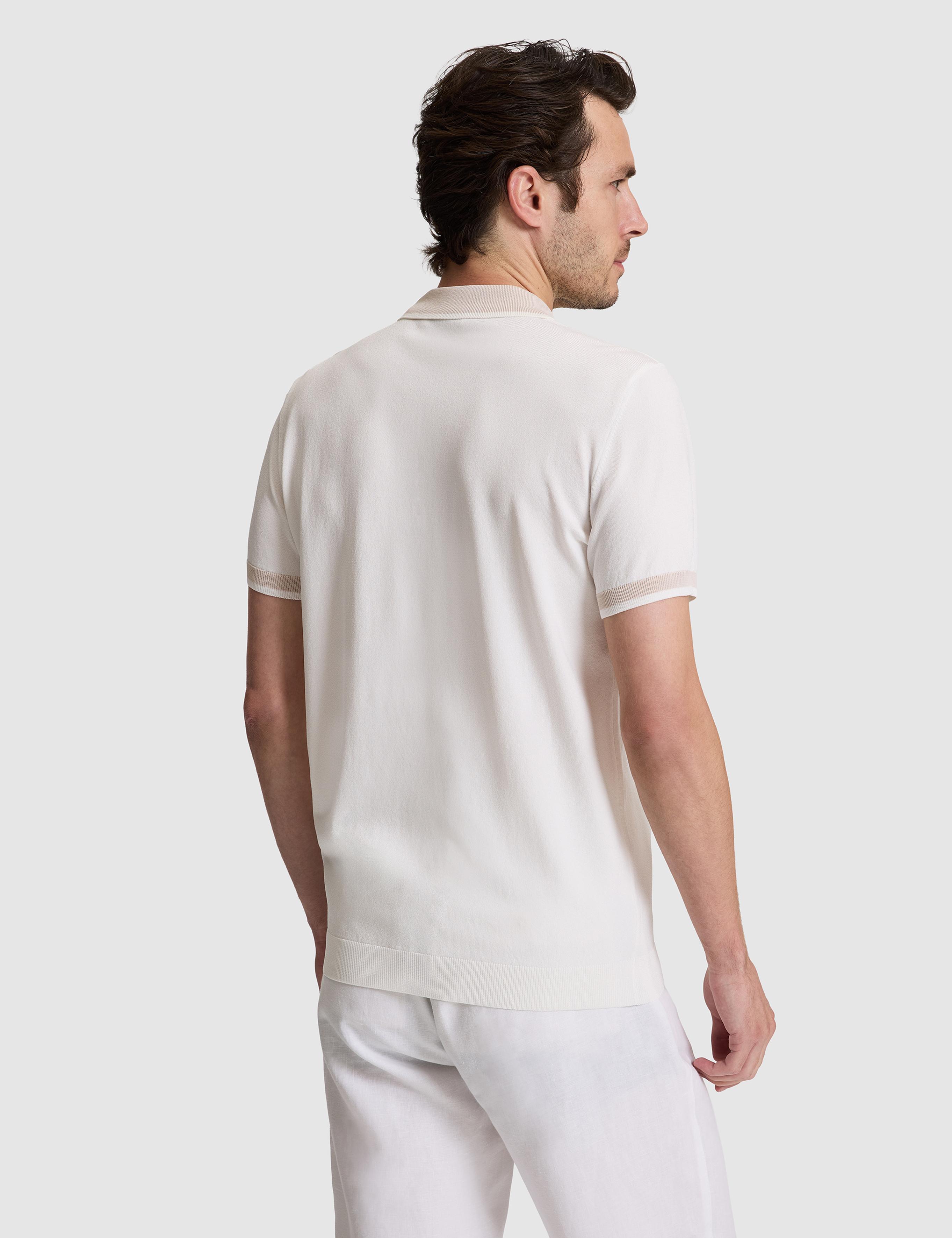 Beyaz Slim Fit Fermuarlı Polo Yaka Triko T-shirt - 50326034010