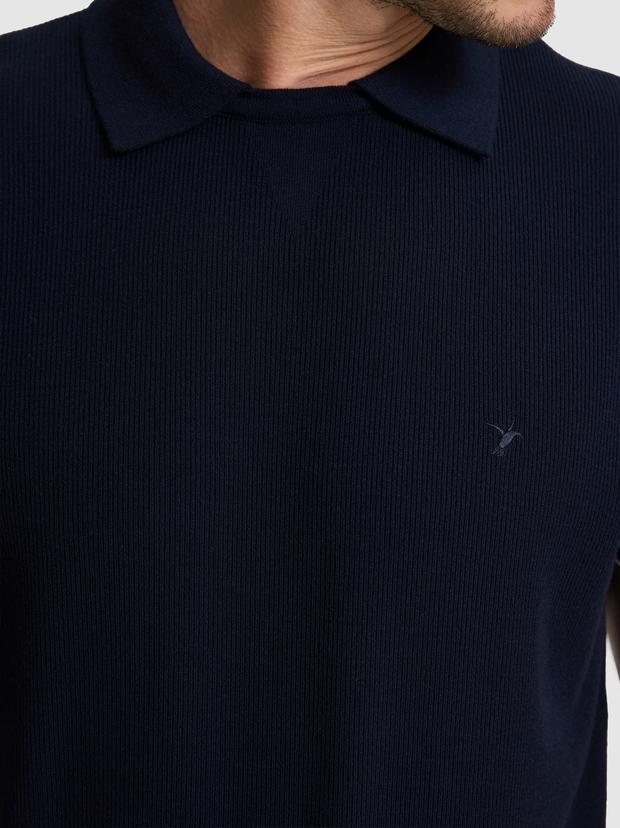 Lacivert Slim Fit Modal Karışımlı Polo Yaka Triko T-shirt