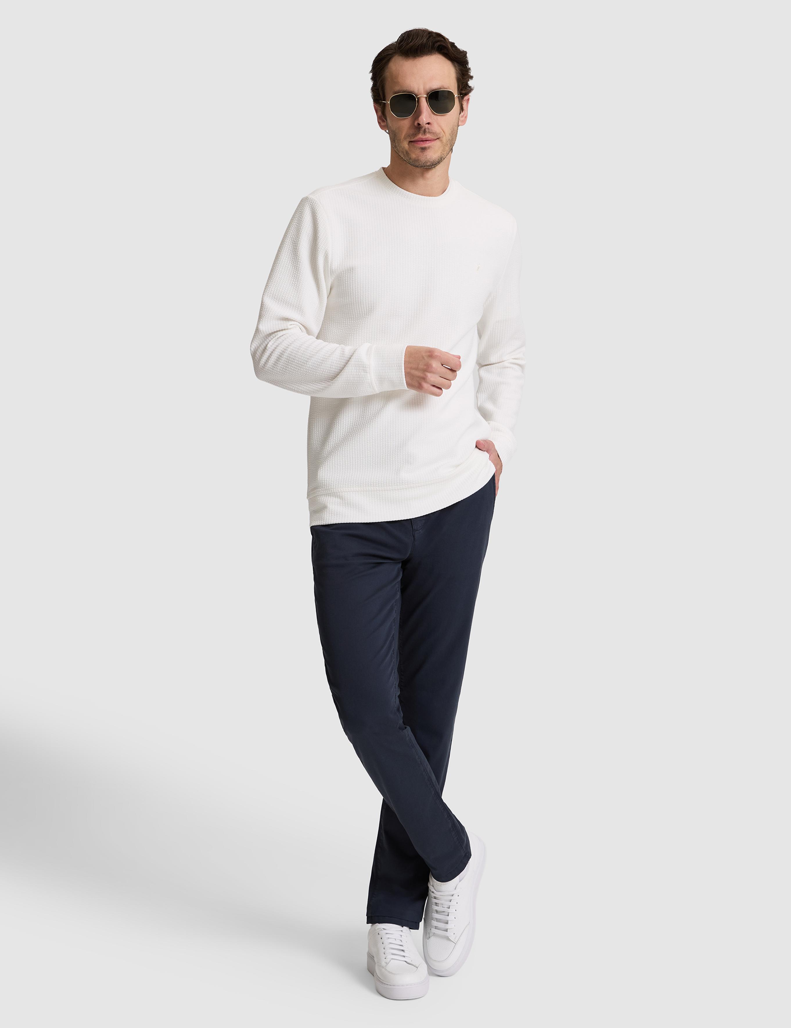 Beyaz Regular Fit Pamuk Karışımlı Bisiklet Yaka Sweatshirt - 50320606012