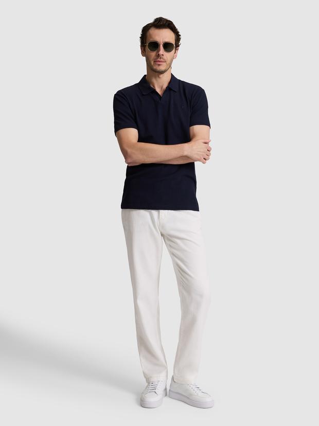 Ekru Relax Fit Beli Bağcıklı Keten Karışımlı Kanvas Pantolon