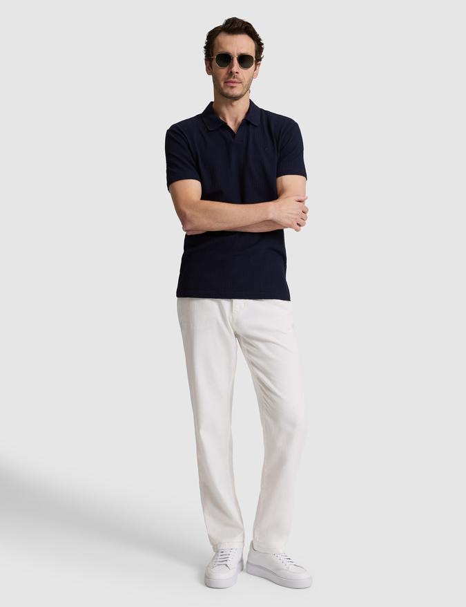 Ekru Relax Fit Beli Bağcıklı Keten Karışımlı Kanvas Pantolon
