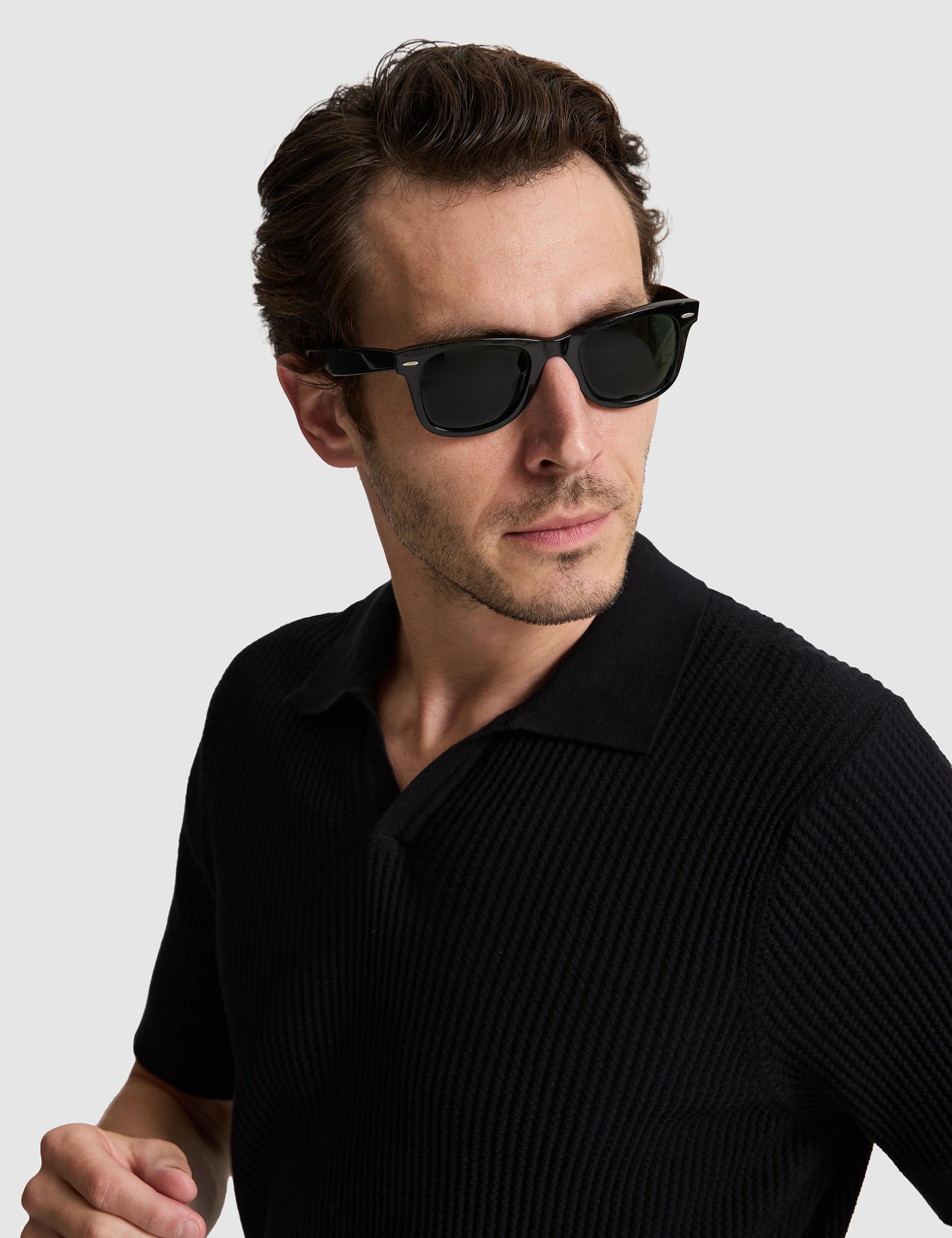 Siyah Slim Fit %100 Pamuk Apaş Yaka Triko T-shirt - 50320580034