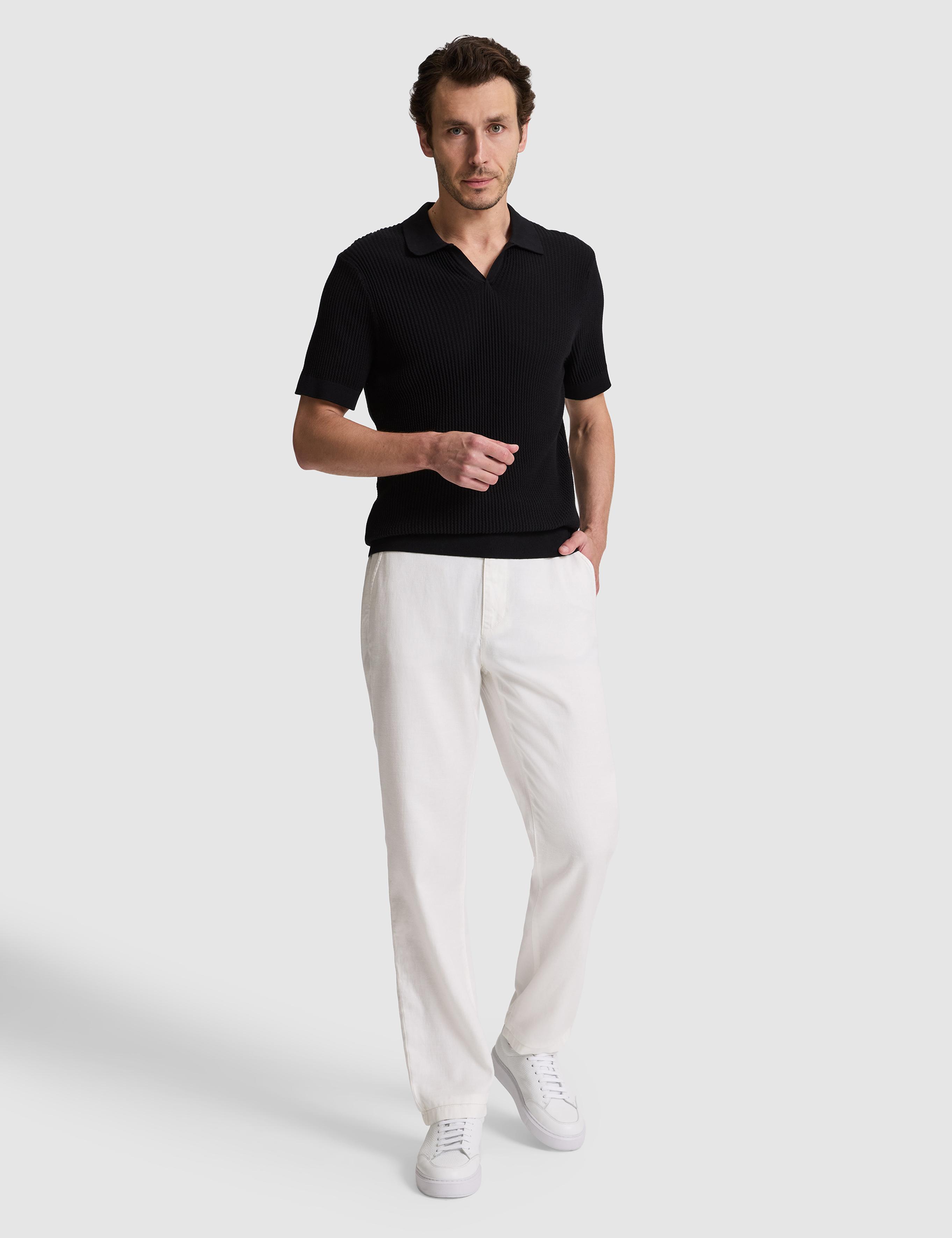 Siyah Slim Fit %100 Pamuk Apaş Yaka Triko T-shirt - 50320580034