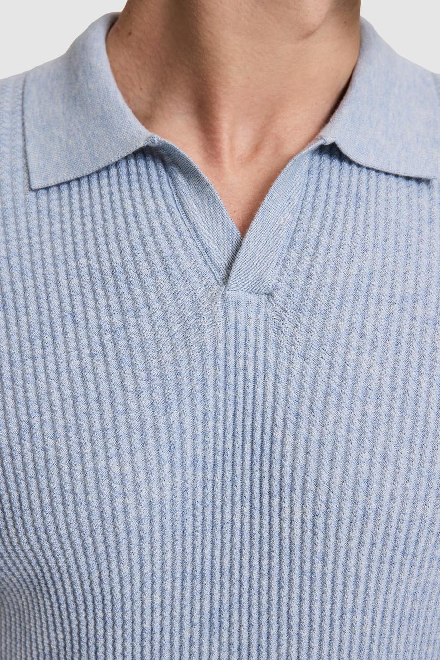 Bebe Mavi Slim Fit %100 Pamuk Apaş Yaka Triko T-shirt - 50320580021