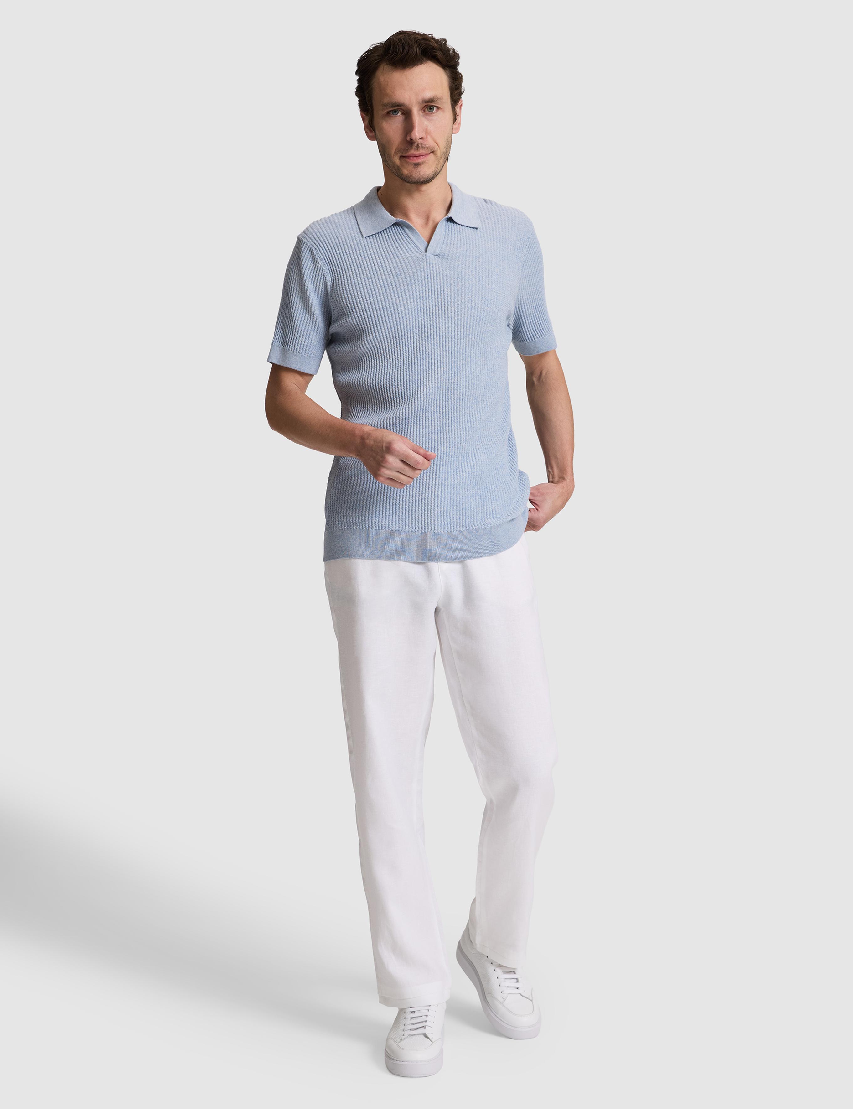 Bebe Mavi Slim Fit %100 Pamuk Apaş Yaka Triko T-shirt - 50320580021