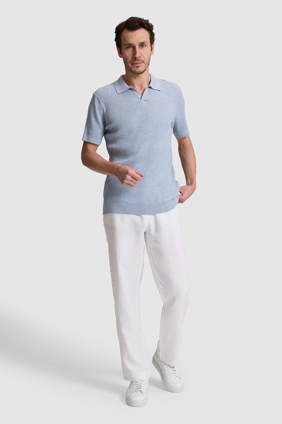 Bebe Mavi Slim Fit %100 Pamuk Apaş Yaka Triko T-shirt - 50320580021