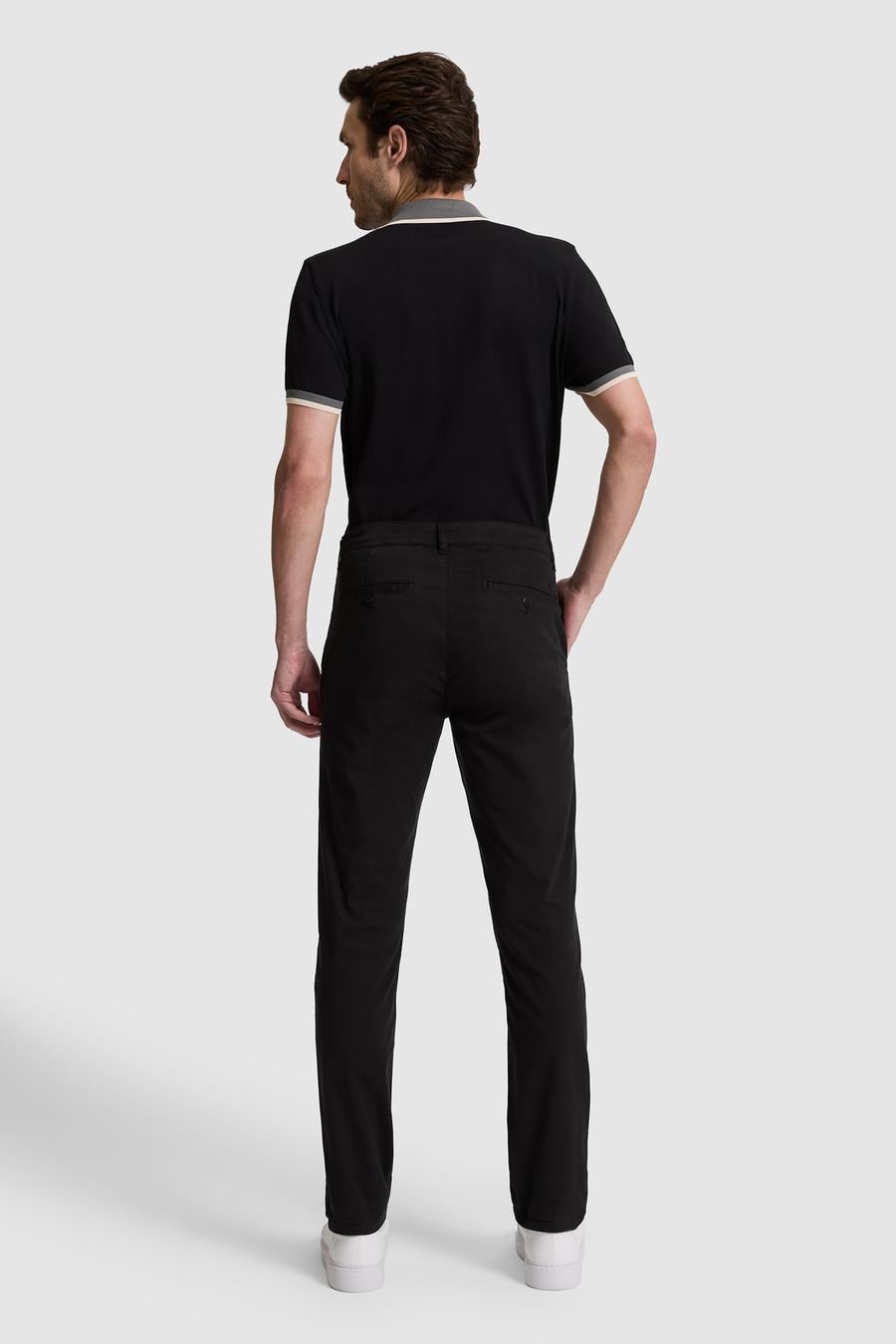 Siyah Slim Fit Pamuk Karışımlı Kanvas Pantolon - 50328226128