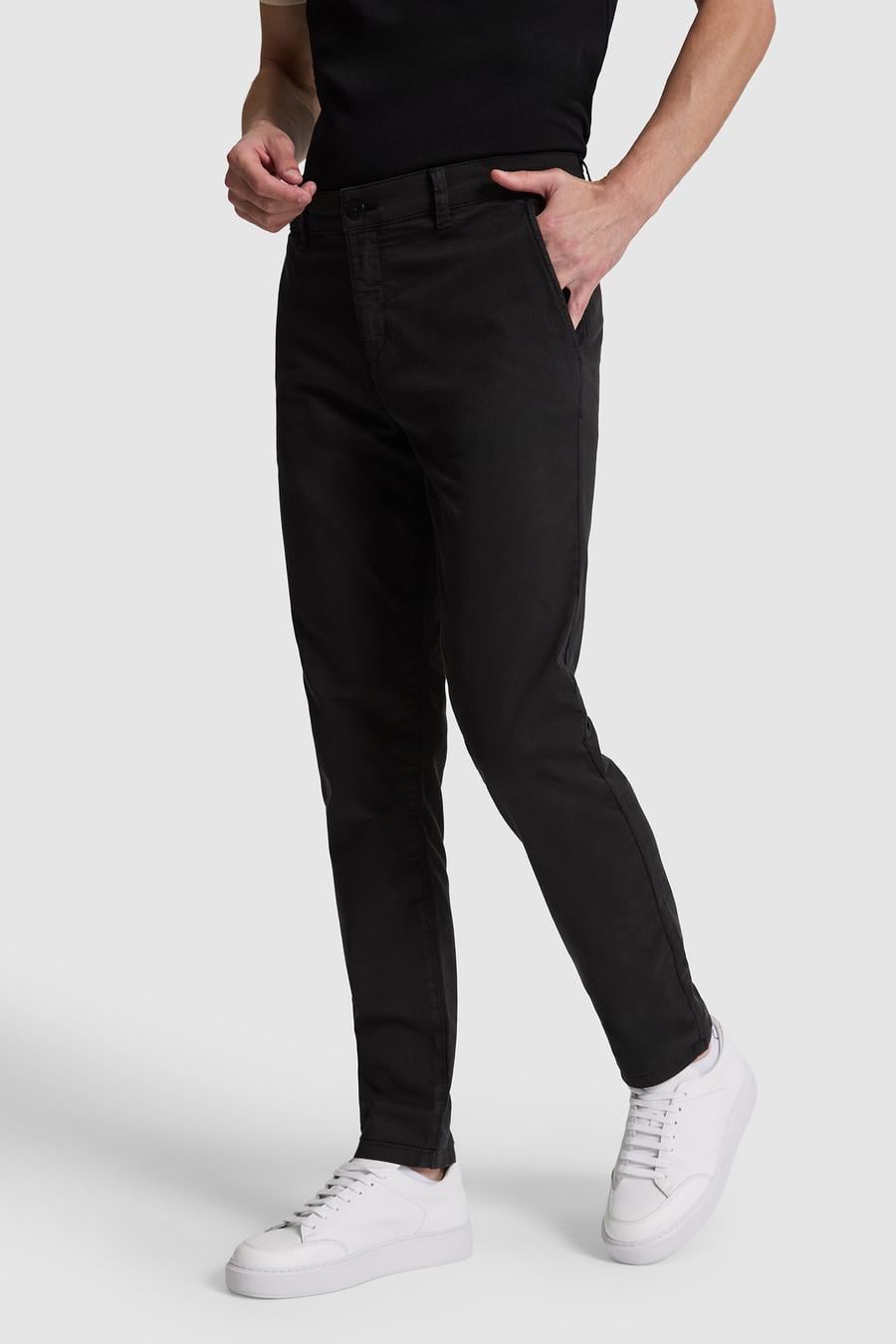 Siyah Slim Fit Pamuk Karışımlı Kanvas Pantolon - 50328226128