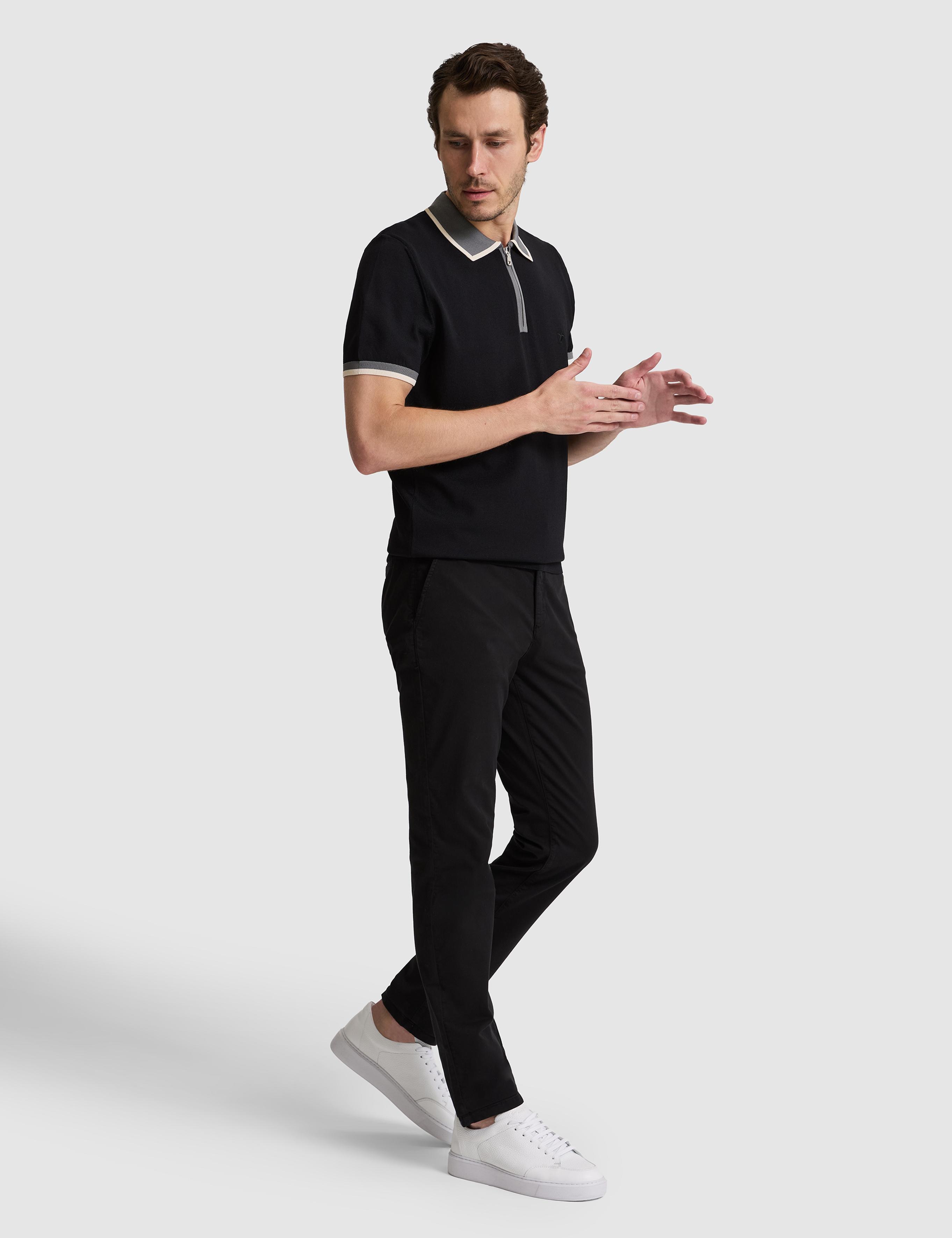 Siyah Slim Fit Pamuk Karışımlı Kanvas Pantolon - 50328226128