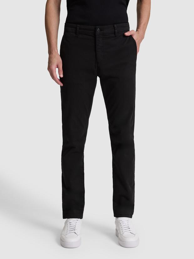 Siyah Slim Fit Pamuk Karışımlı Kanvas Pantolon