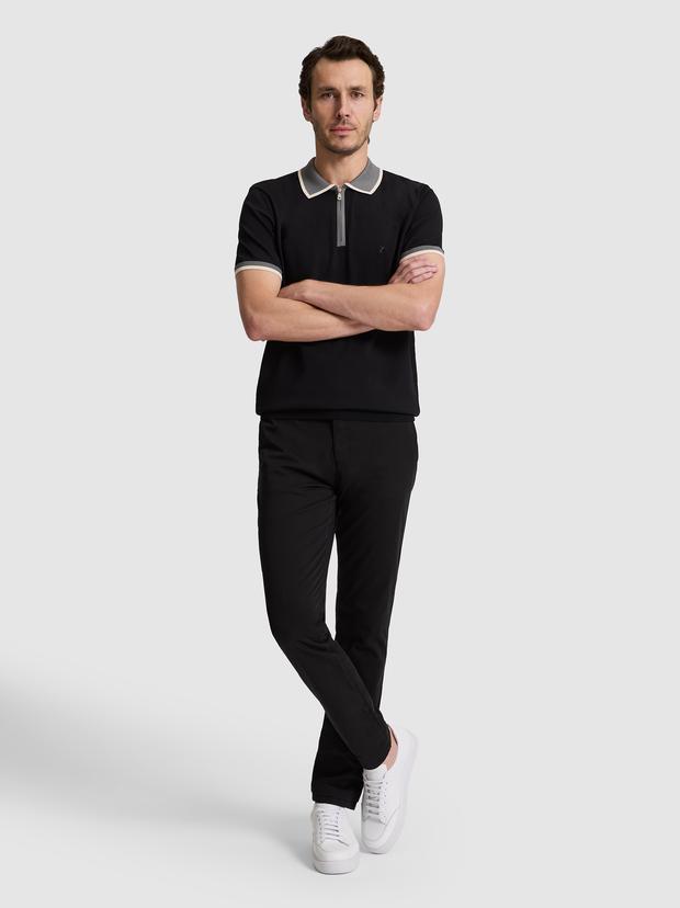 Siyah Slim Fit Pamuk Karışımlı Kanvas Pantolon