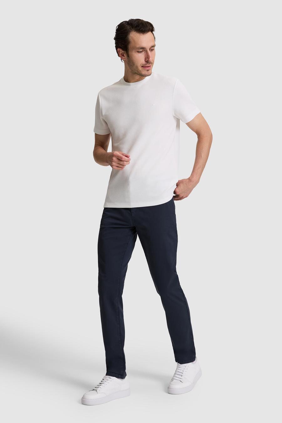 Lacivert Slim Fit Pamuk Karışımlı Kanvas Pantolon - 50328226063