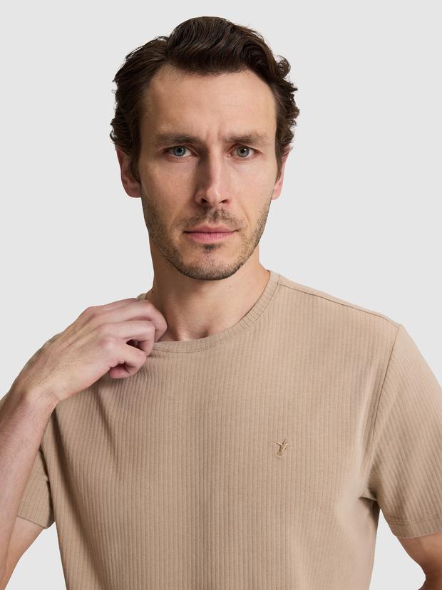 Vizon Regular Fit Pamuk Karışımlı Çizgili Bisiklet Yaka T-shirt