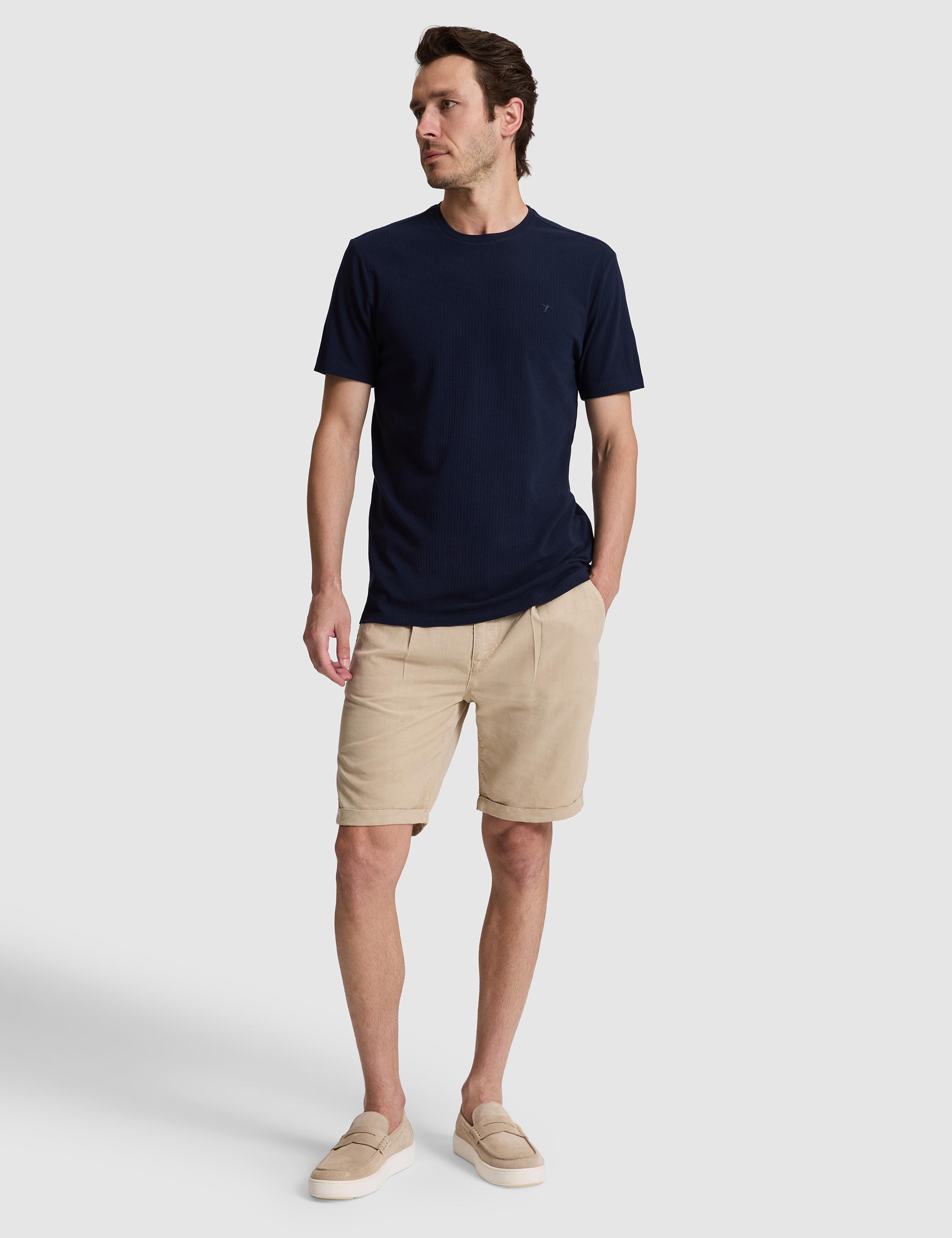 Lacivert Regular Fit Pamuk Karışımlı Çizgili Bisiklet Yaka T-shirt - 50320530012