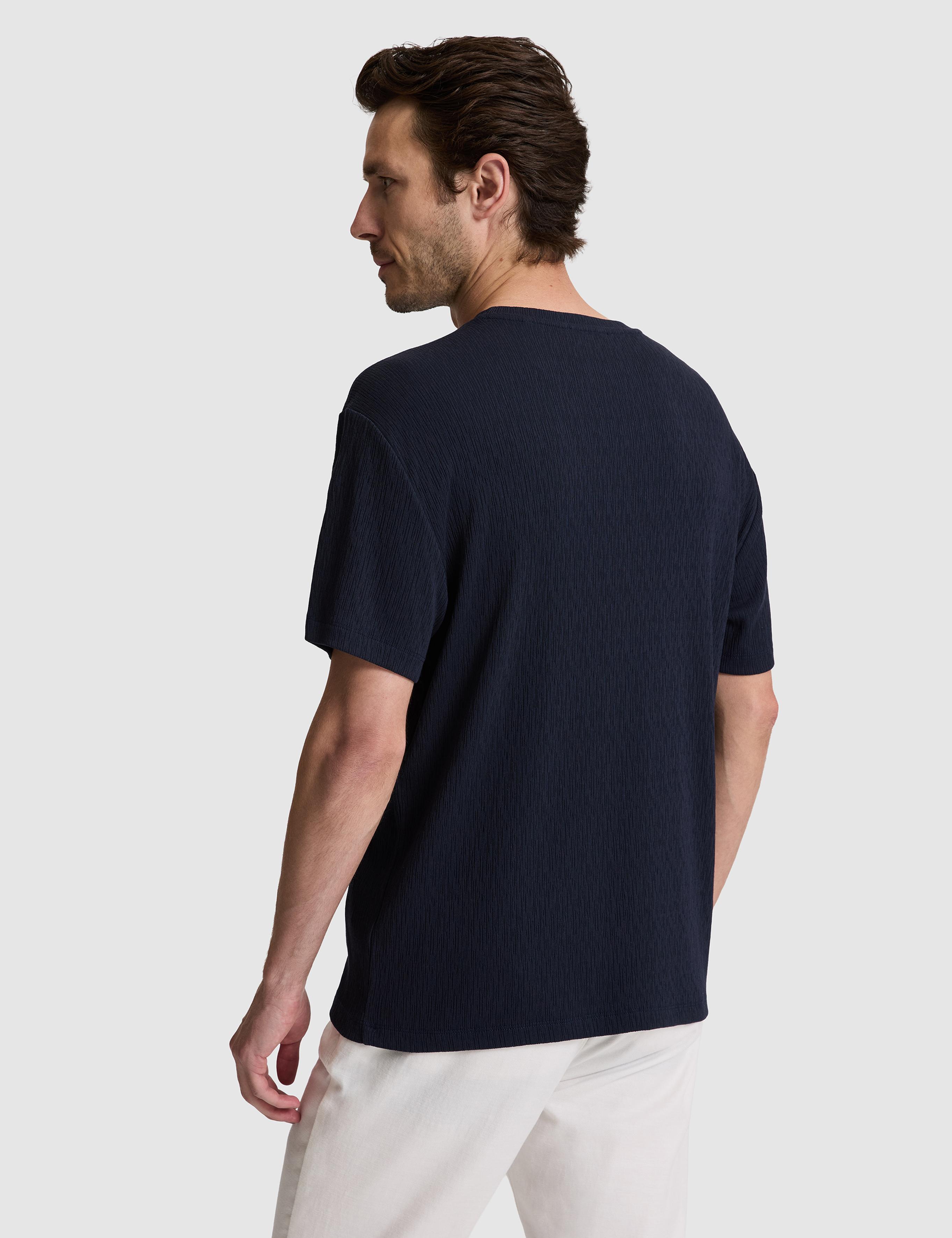 Lacivert Regular Fit Baskılı Pamuk Karışımlı Bisiklet Yaka T-shirt - 50320529023