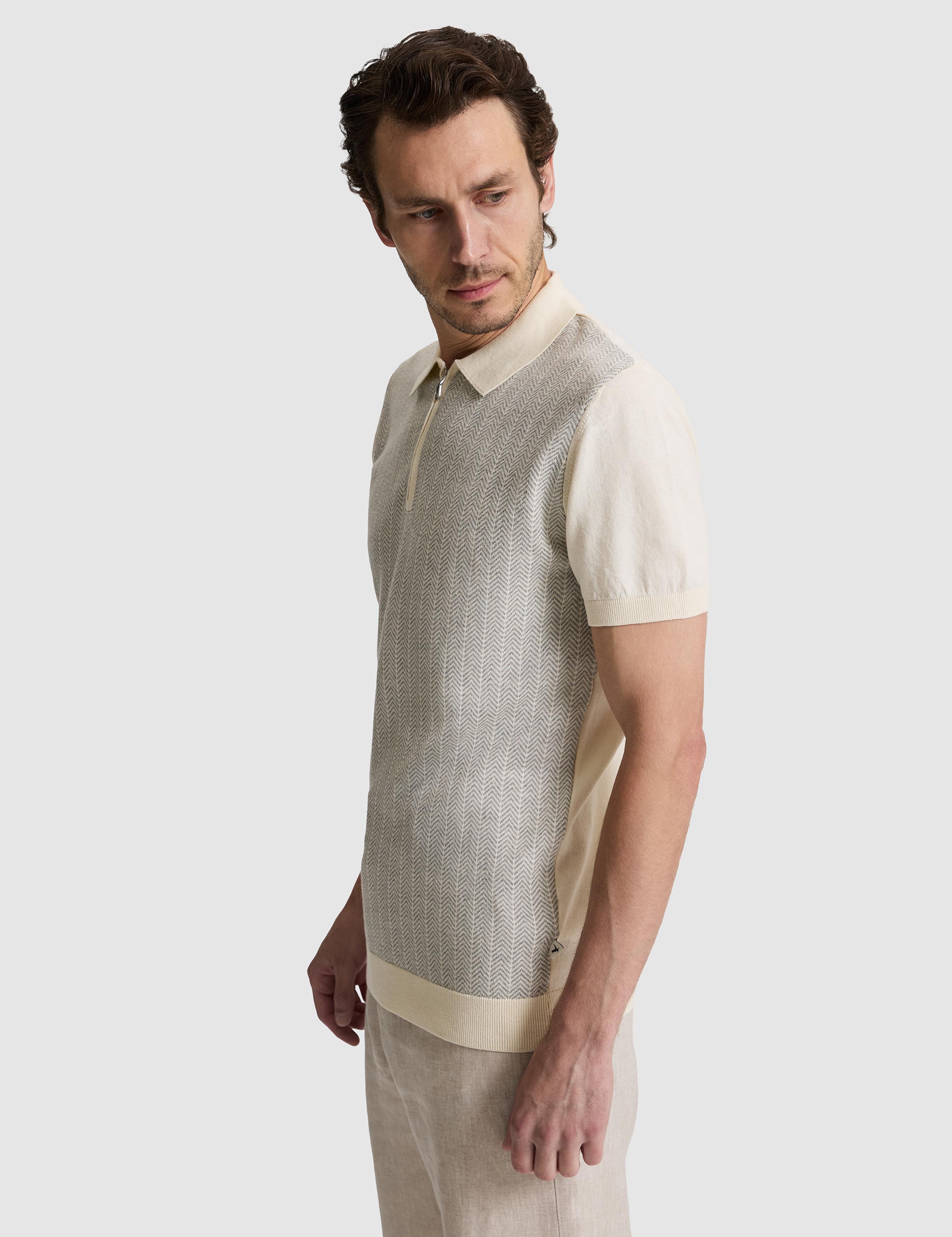 Açık Gri Slim Fit %100 Pamuk Fermuarlı Polo Yaka Triko T-shirt - 50320671010