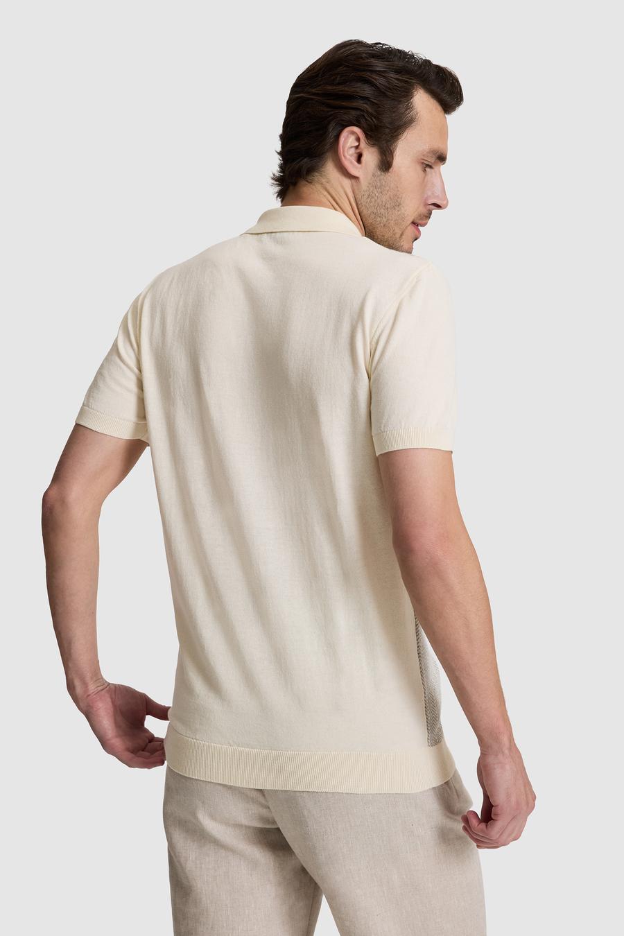 Açık Gri Slim Fit %100 Pamuk Fermuarlı Polo Yaka Triko T-shirt - 50320671010