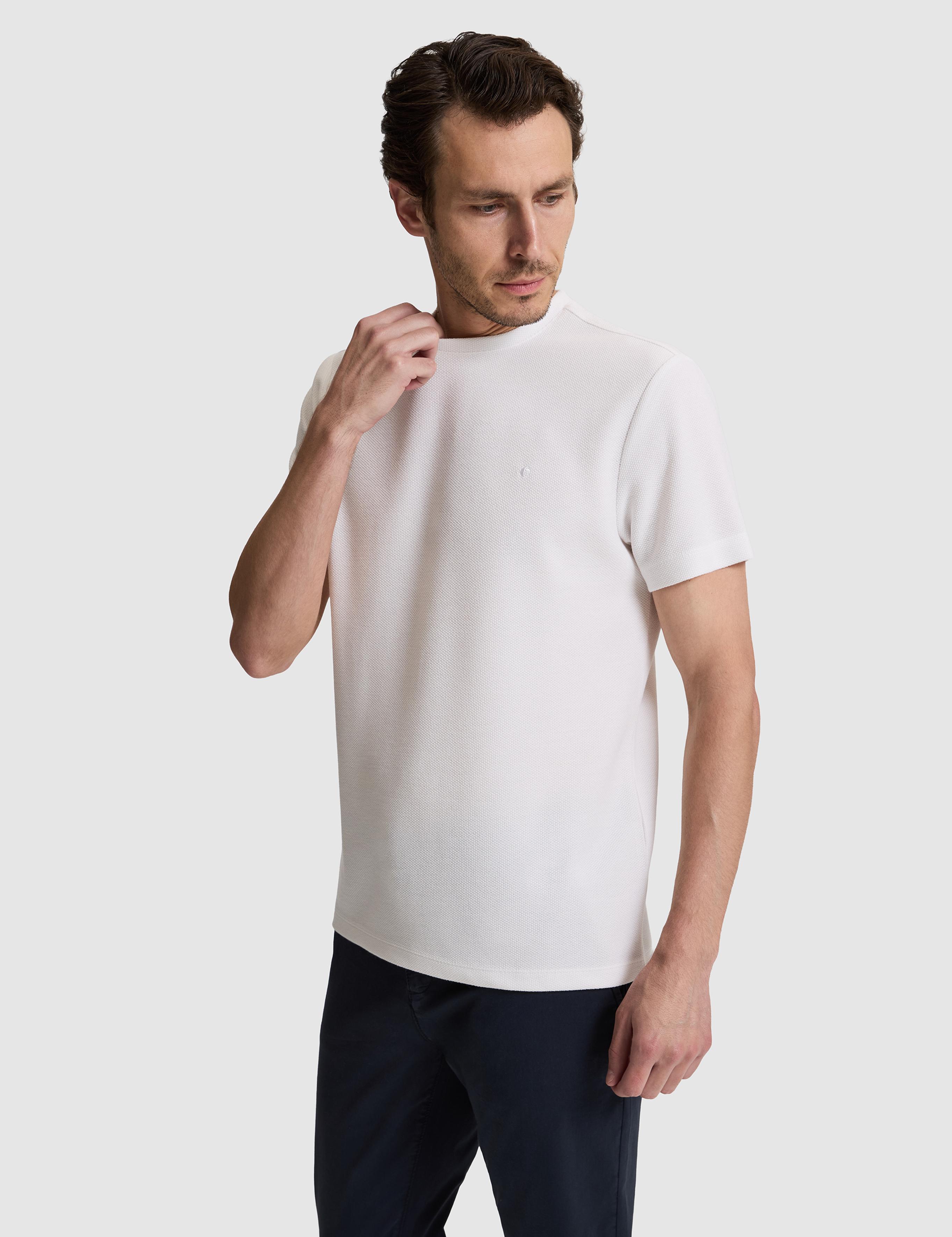 Beyaz Slim Fit Bisiklet Yaka T-shirt - 50324412006