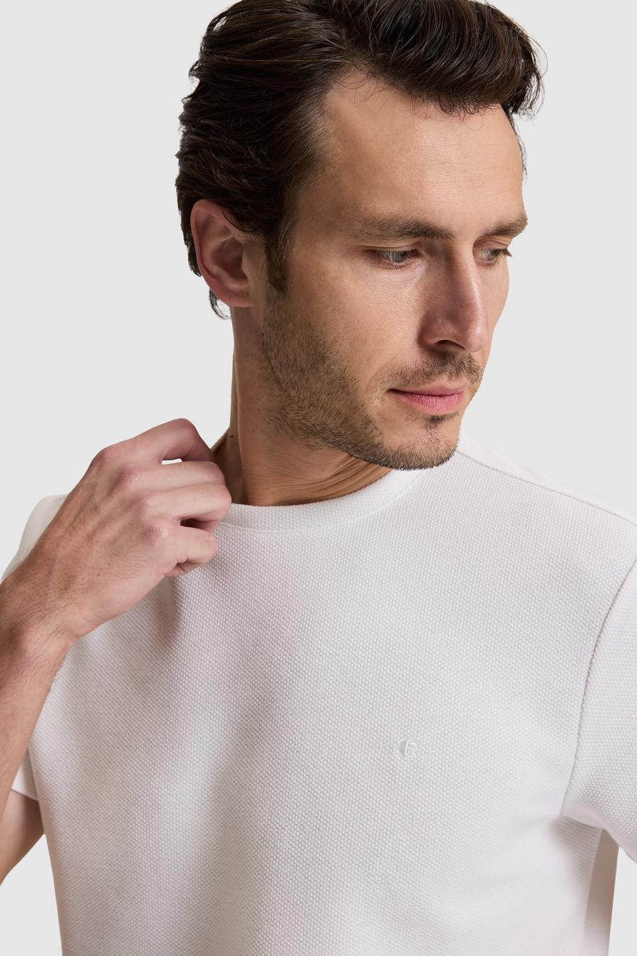Beyaz Slim Fit Bisiklet Yaka T-shirt - 50324412006
