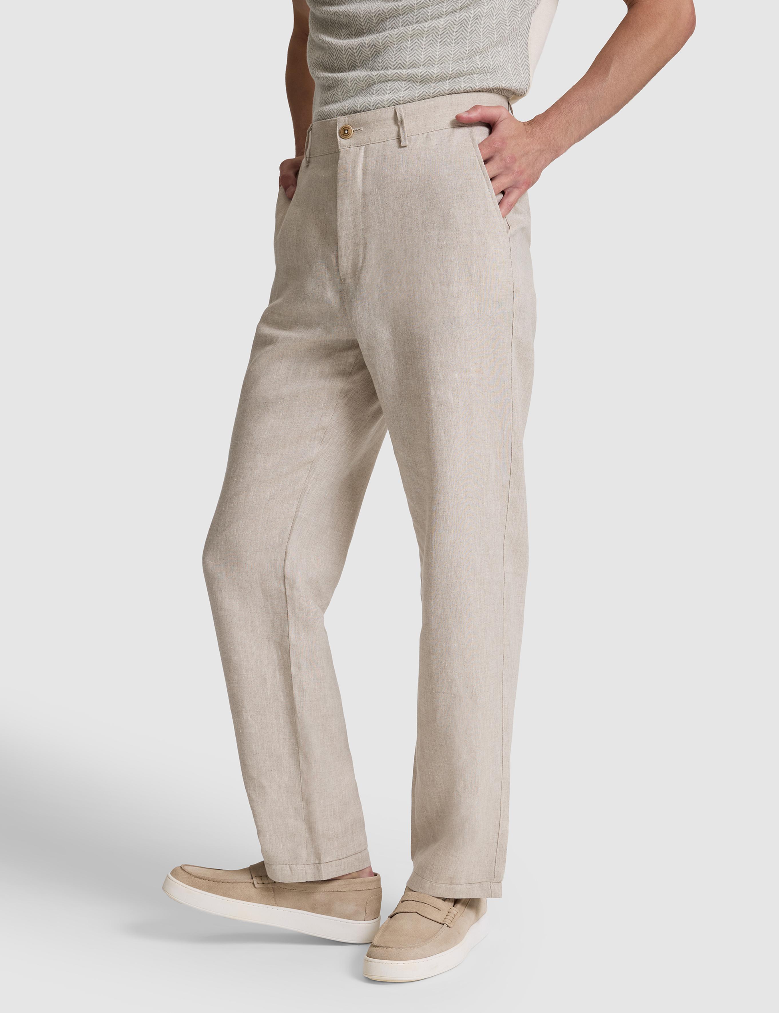 Bej Loose Fit %100 Keten Kanvas Pantolon - 50324507073