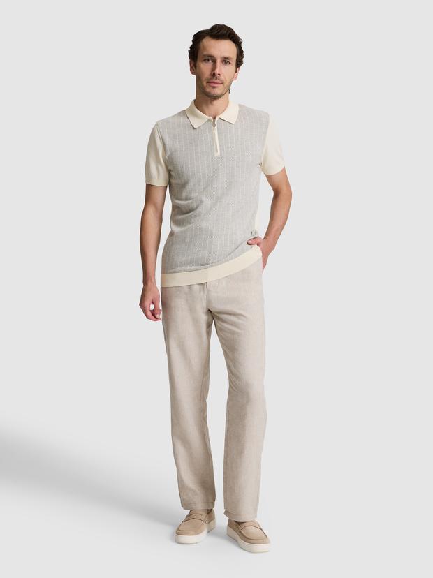 Bej Loose Fit %100 Keten Kanvas Pantolon