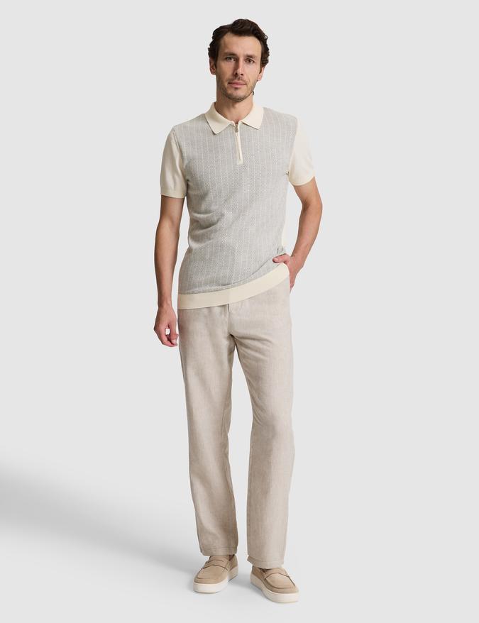 Bej Loose Fit %100 Keten Kanvas Pantolon