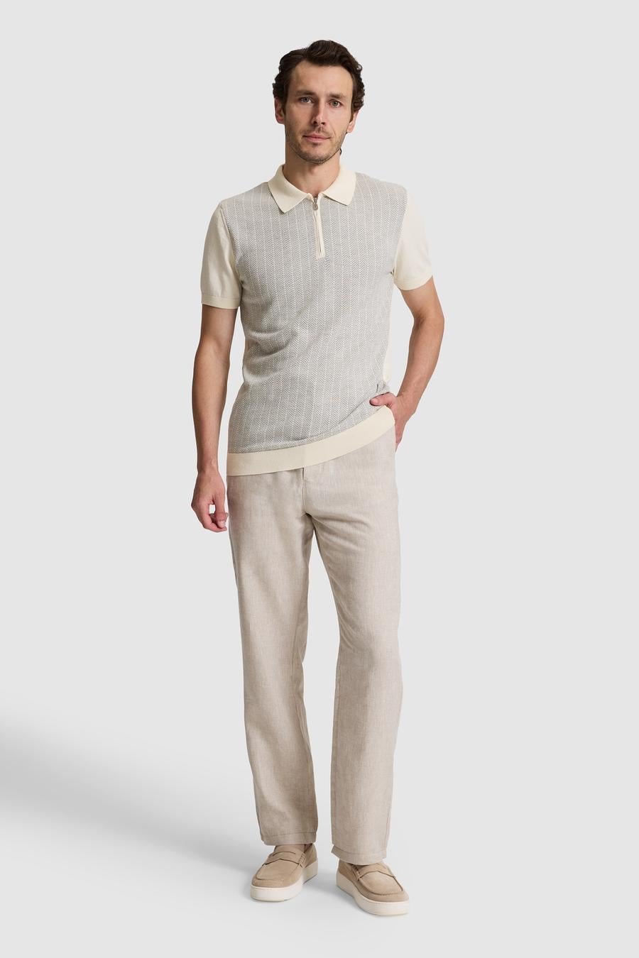 Bej Loose Fit %100 Keten Kanvas Pantolon - 50324507073