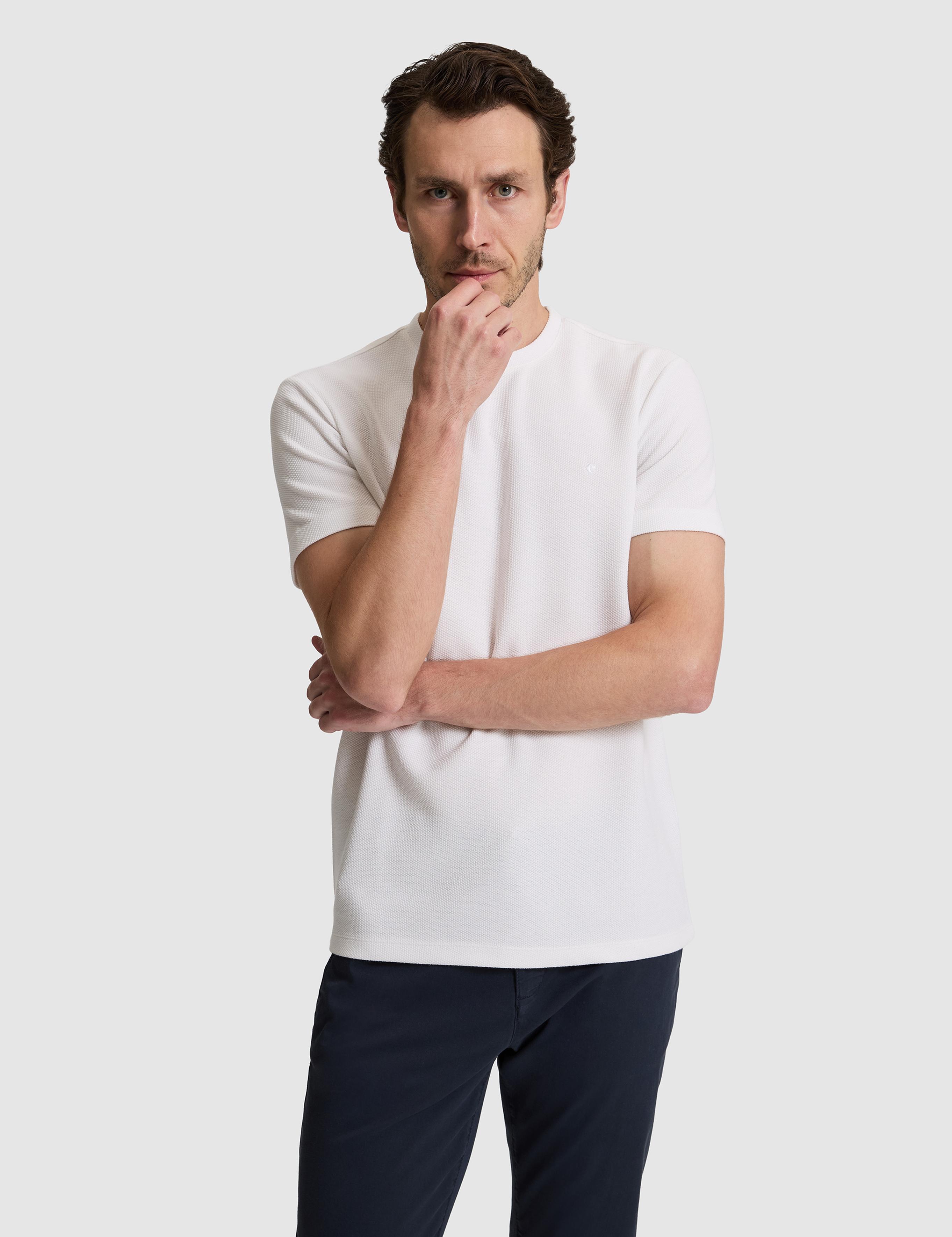 Beyaz Slim Fit Bisiklet Yaka T-shirt - 50324412006
