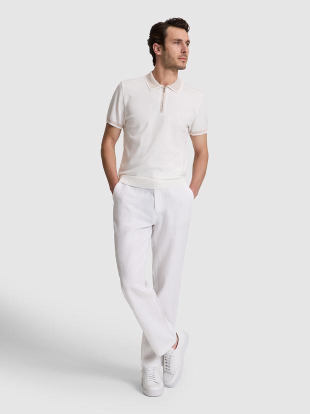 Beyaz Loose Fit %100 Keten Kanvas Pantolon