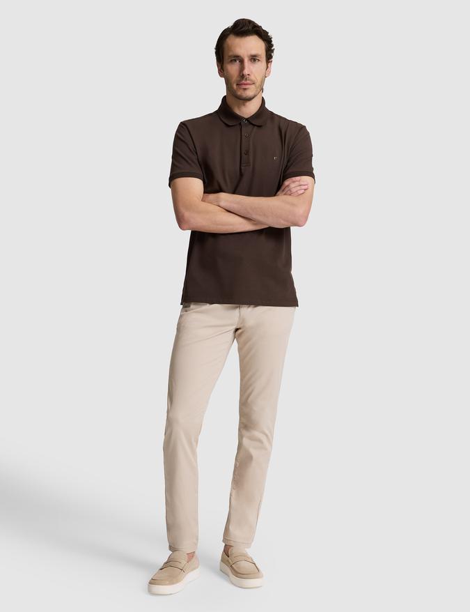 Bej Slim Fit Pamuk Karışımlı Kanvas Pantolon