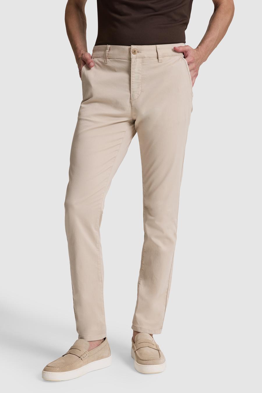 Bej Slim Fit Pamuk Karışımlı Kanvas Pantolon - 50328226003