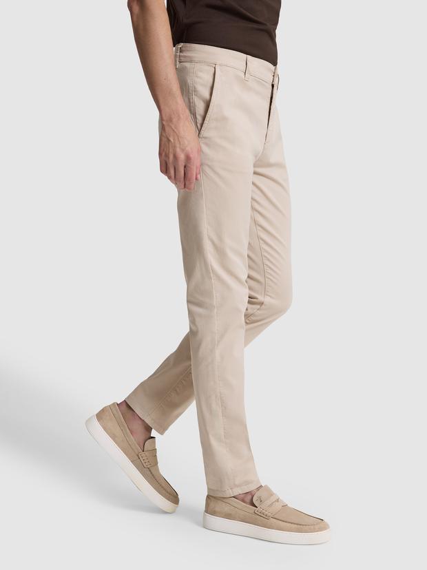 Bej Slim Fit Pamuk Karışımlı Kanvas Pantolon