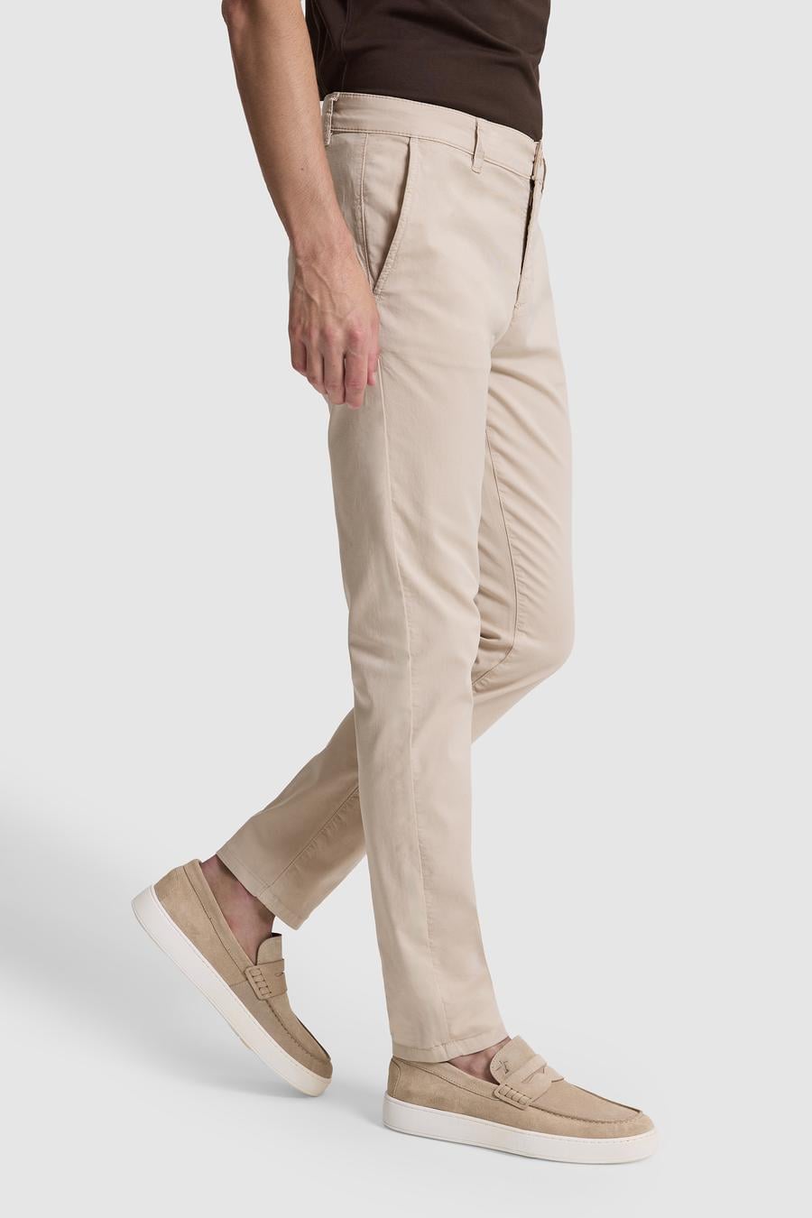 Bej Slim Fit Pamuk Karışımlı Kanvas Pantolon - 50328226003