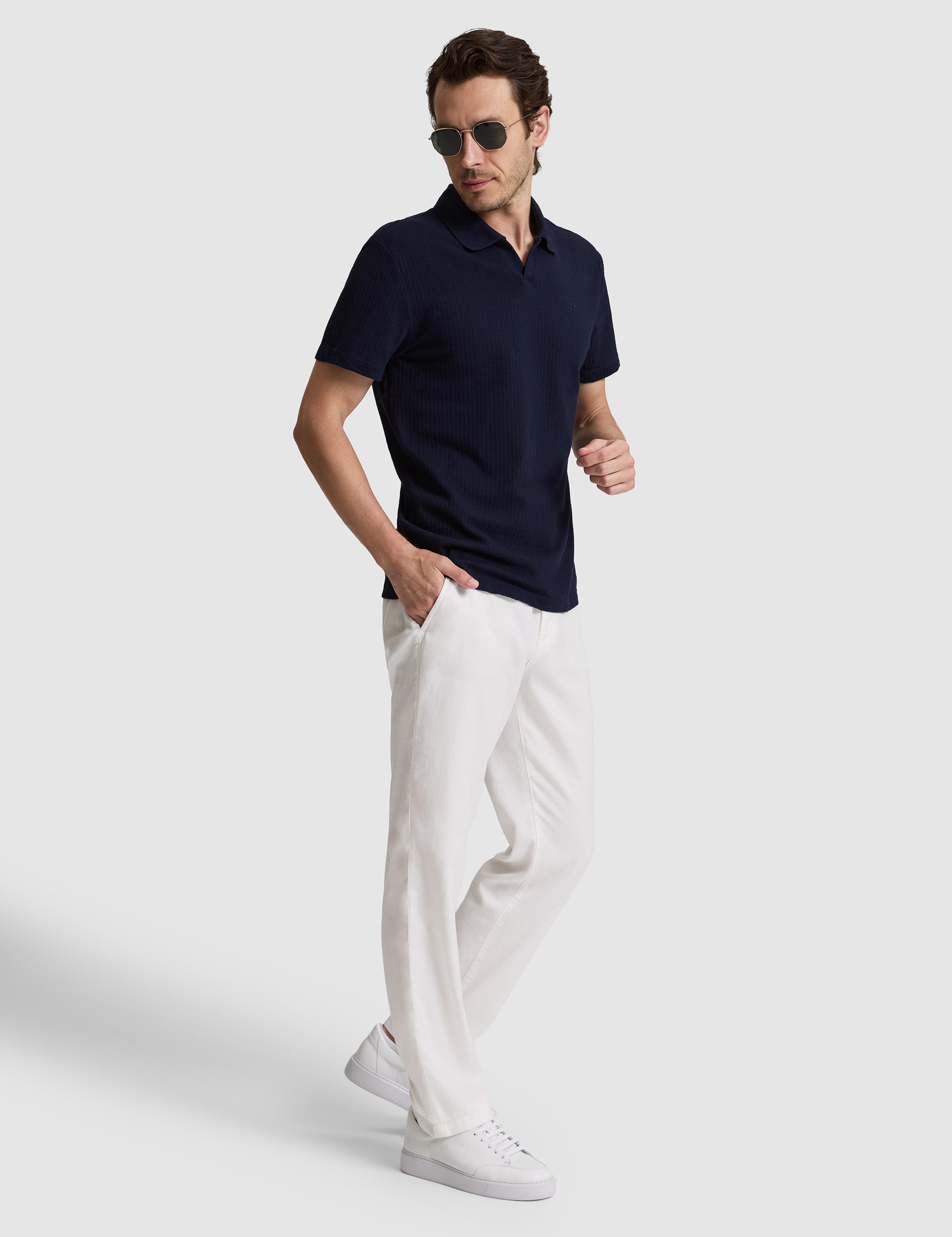Ekru Relax Fit Beli Bağcıklı Keten Karışımlı Kanvas Pantolon - 50321088013