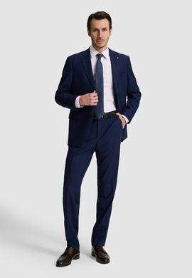 Lacivert Slim Fit Mono Yaka Yün Karışımlı Takım Elbise