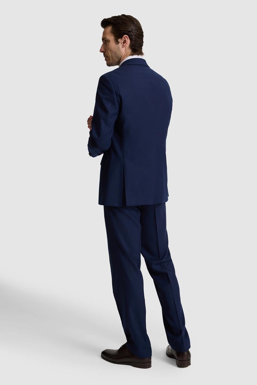 Lacivert Slim Fit Mono Yaka Yün Karışımlı Takım Elbise - 50324839008