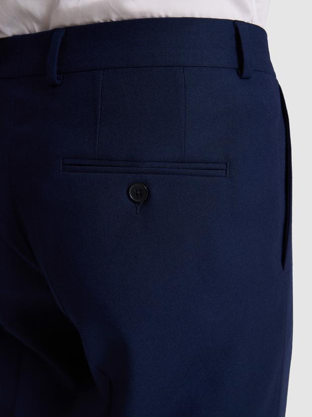 Lacivert Slim Fit Mono Yaka Yün Karışımlı Takım Elbise