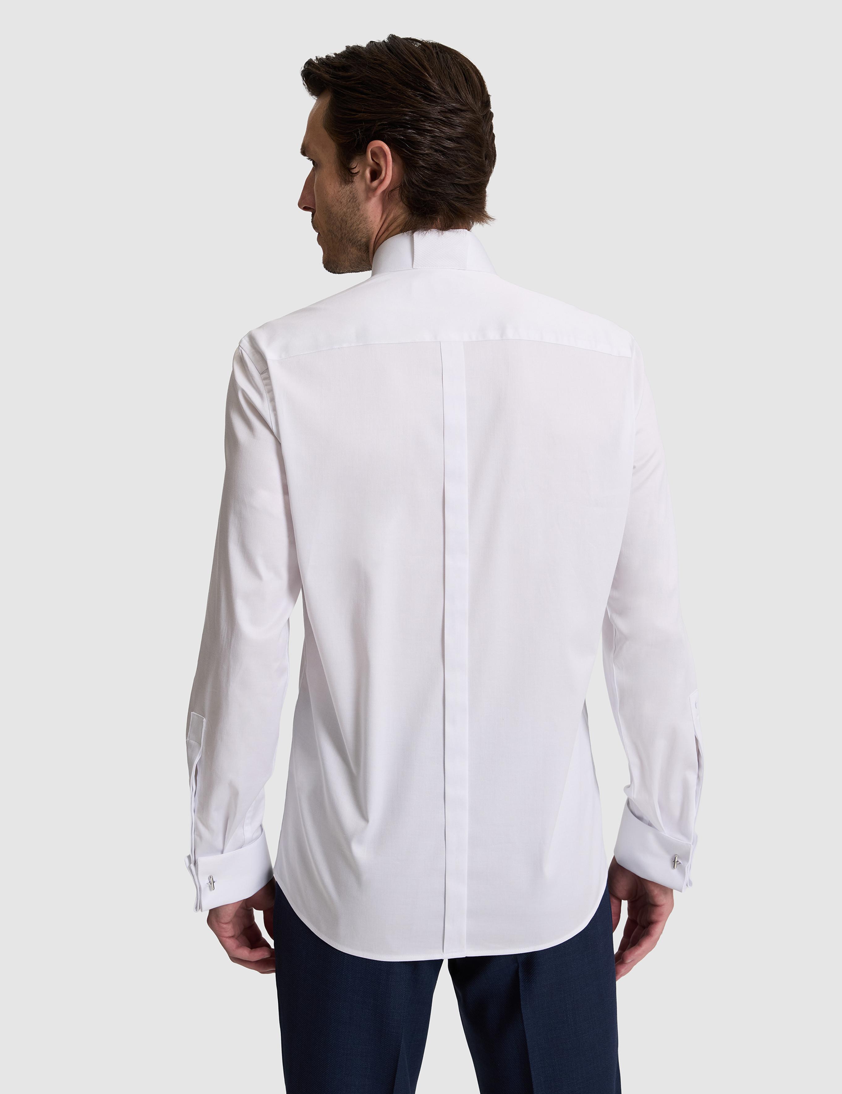Beyaz Slim Fit Pamuk Karışımlı Ata Yaka Smokin Gömlek - 50324587006