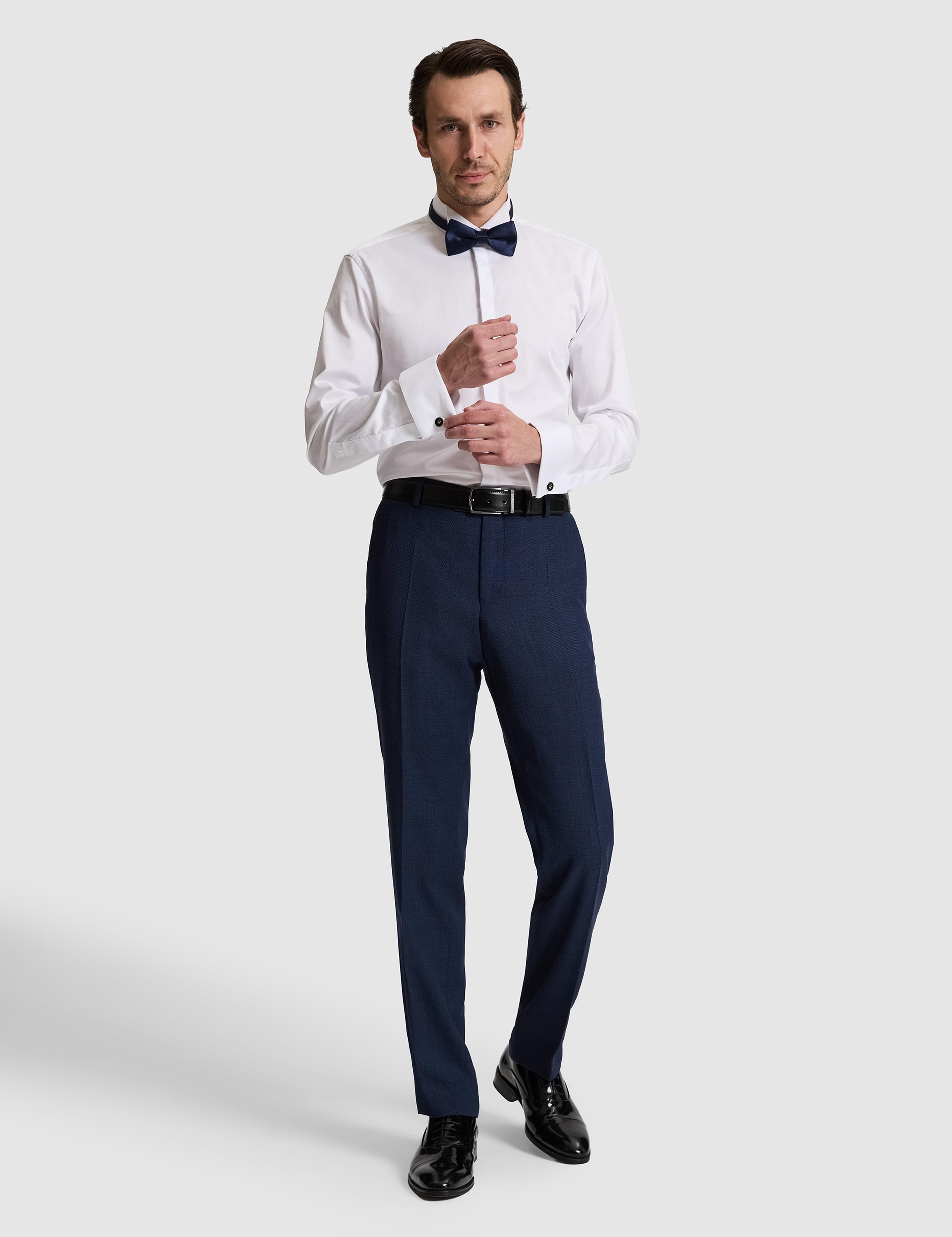 Beyaz Slim Fit Pamuk Karışımlı Ata Yaka Smokin Gömlek - 50324587006