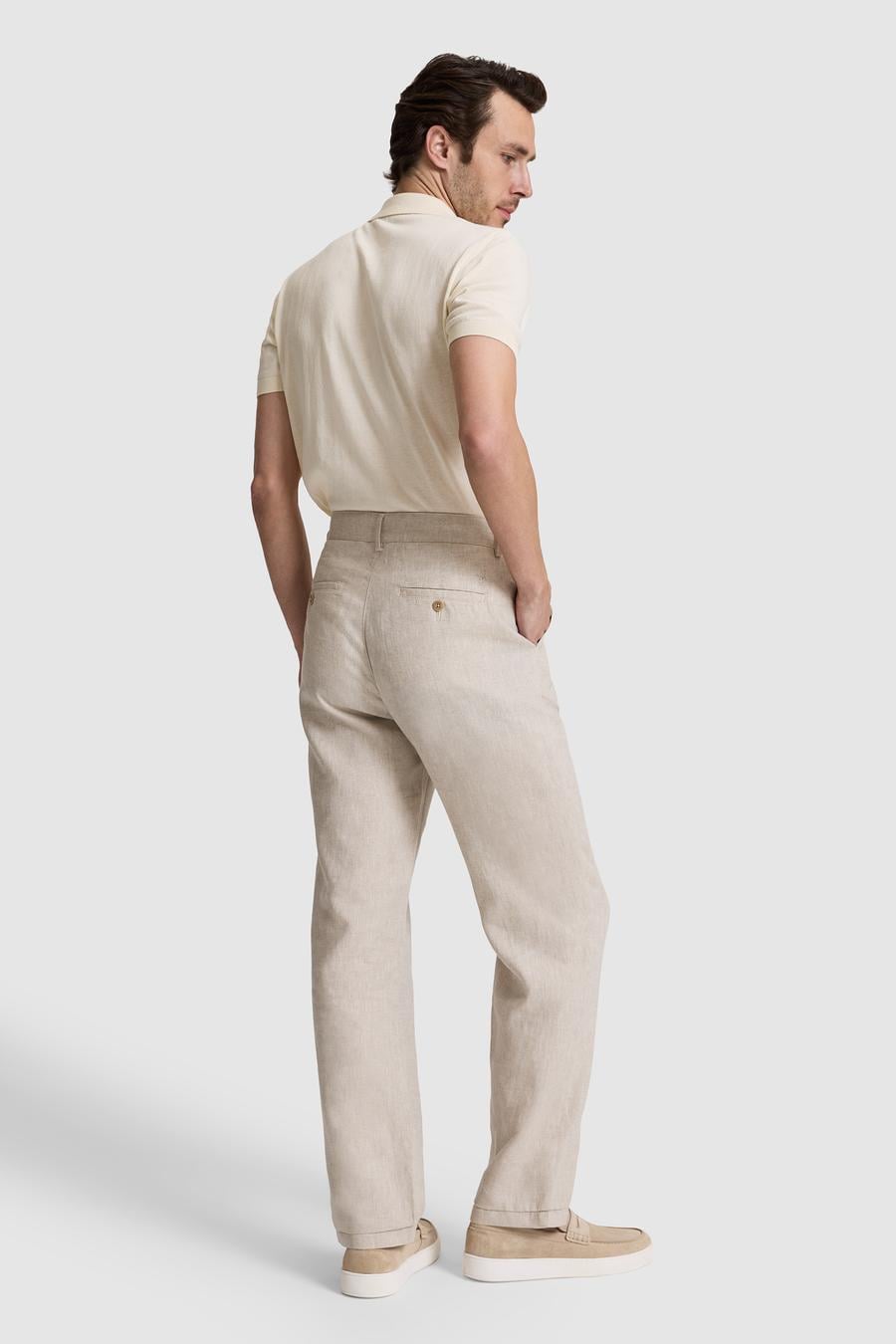 Bej Loose Fit %100 Keten Kanvas Pantolon - 50324507073