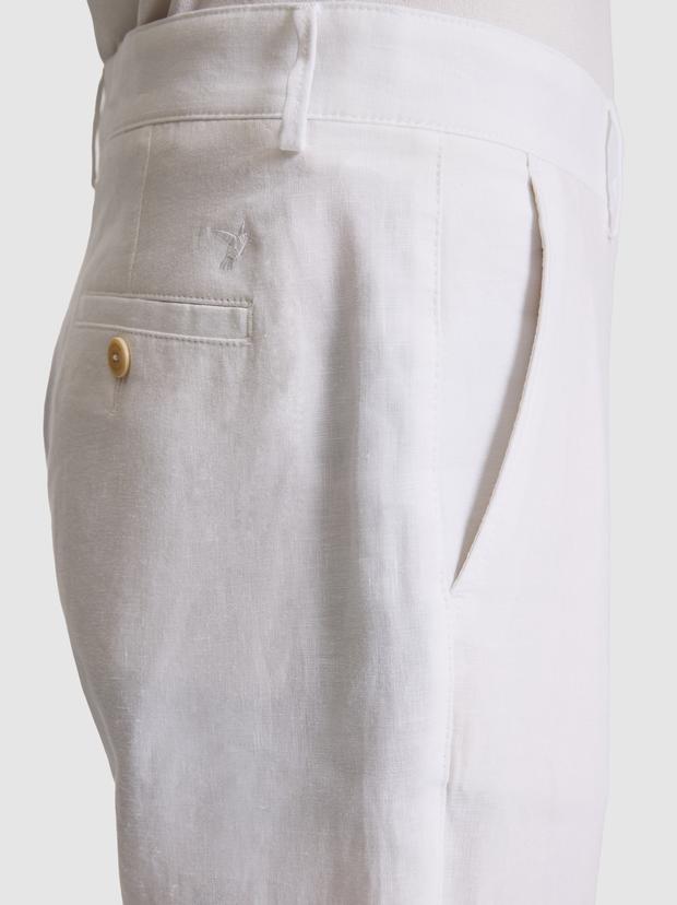 Beyaz Loose Fit %100 Keten Kanvas Pantolon