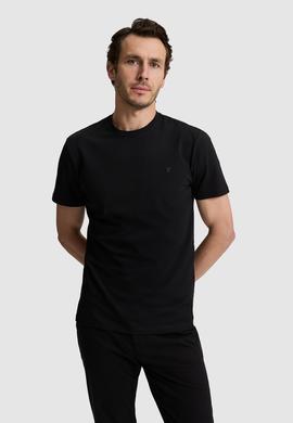 Siyah Slim Fit Pamuk Karışımlı Bisiklet Yaka Basic T-shirt