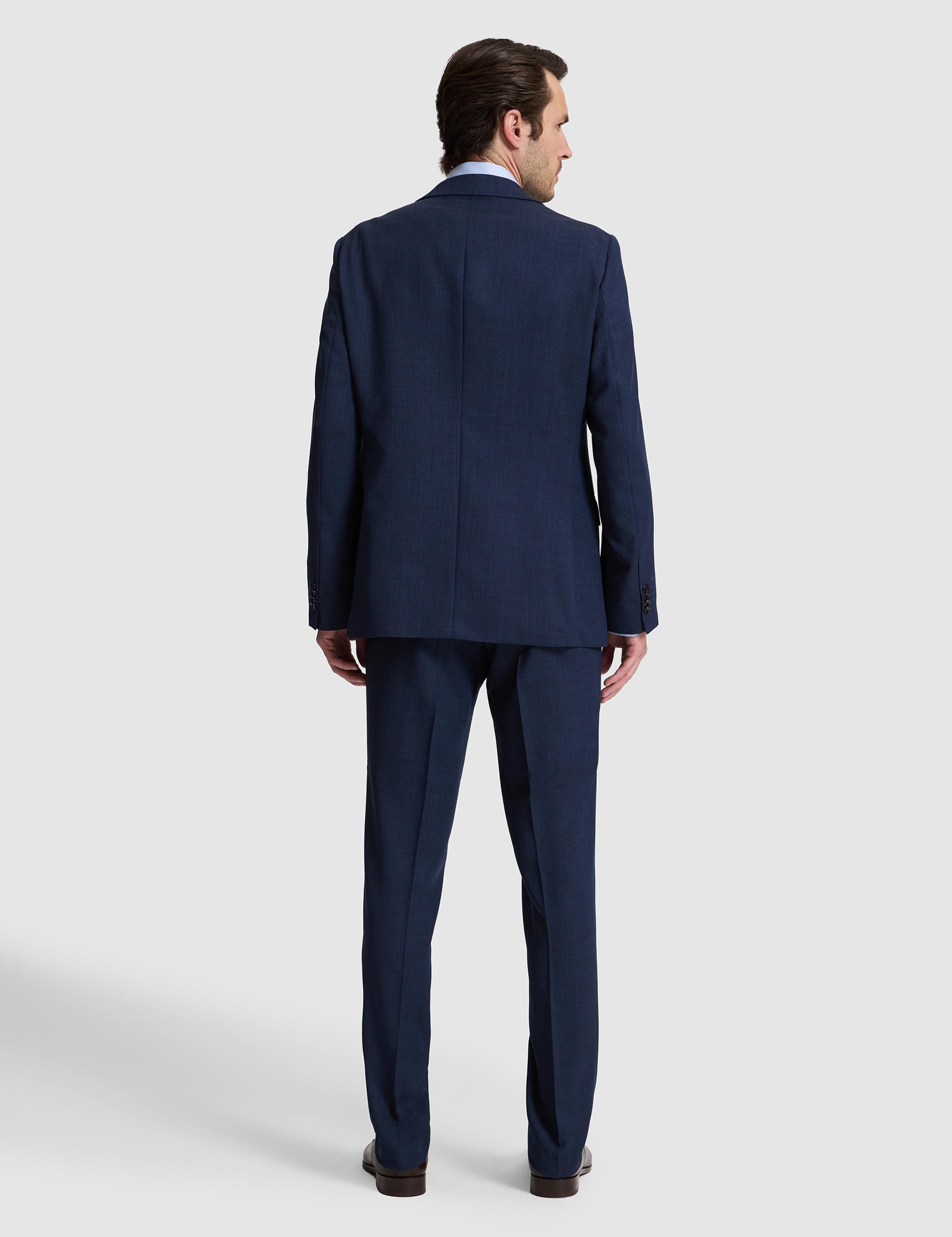 lacivert Slim Fit %100 Yün Mikro Desen Mono Yaka Takım Elbise - 50319151008