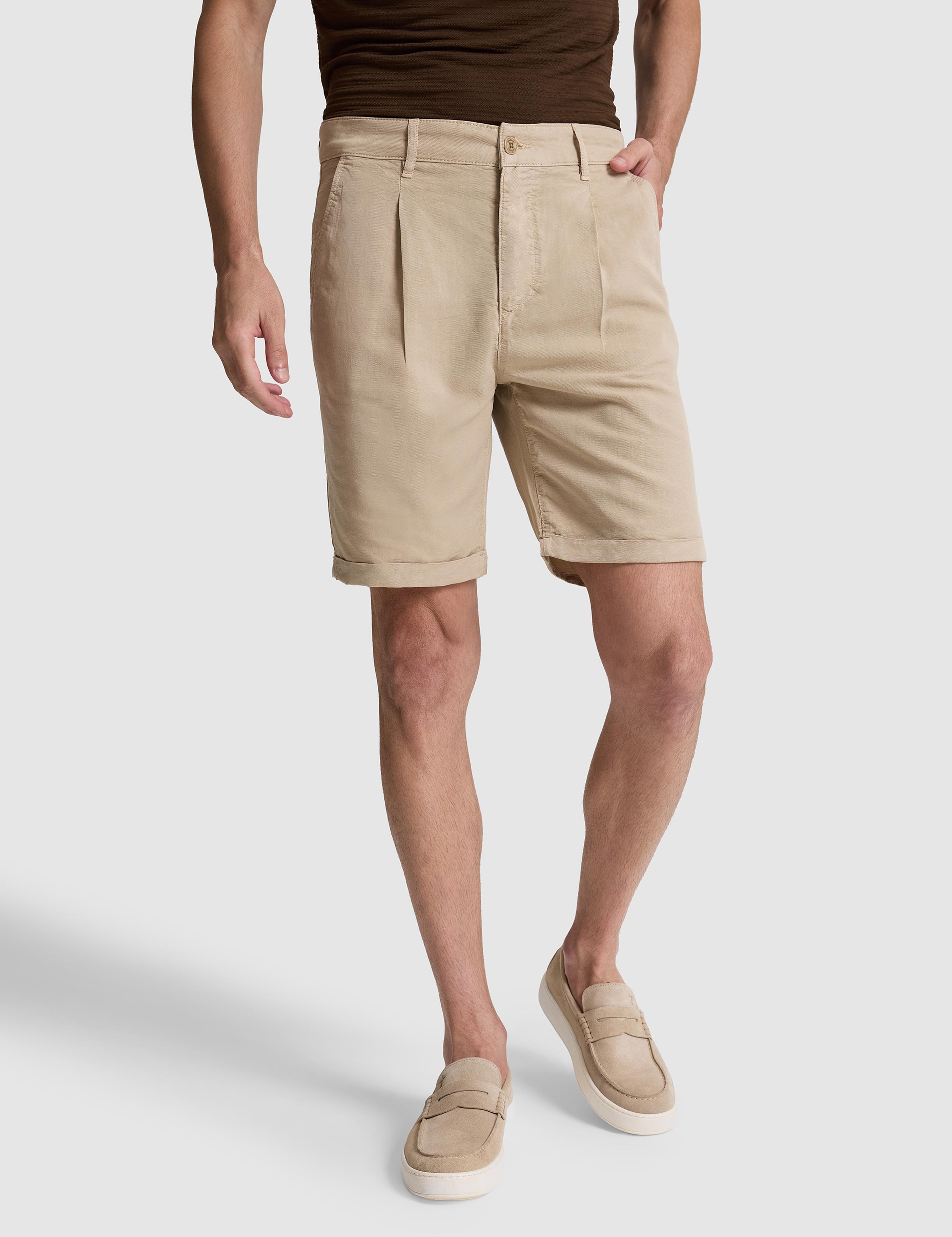 Bej Regular Fit Pileli Bermuda Şort - 50321111033