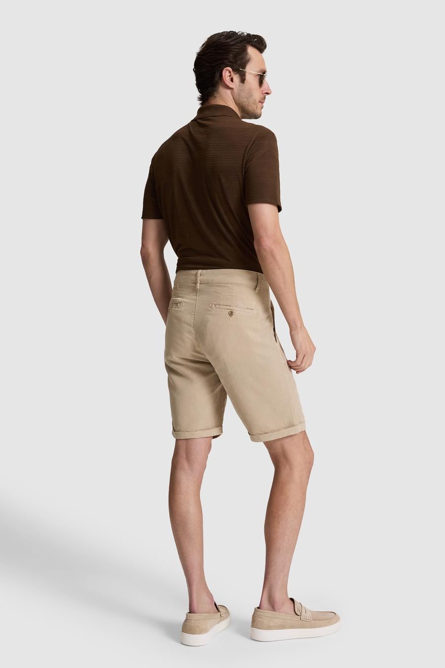 Bej Regular Fit Pileli Bermuda Şort - 50321111033